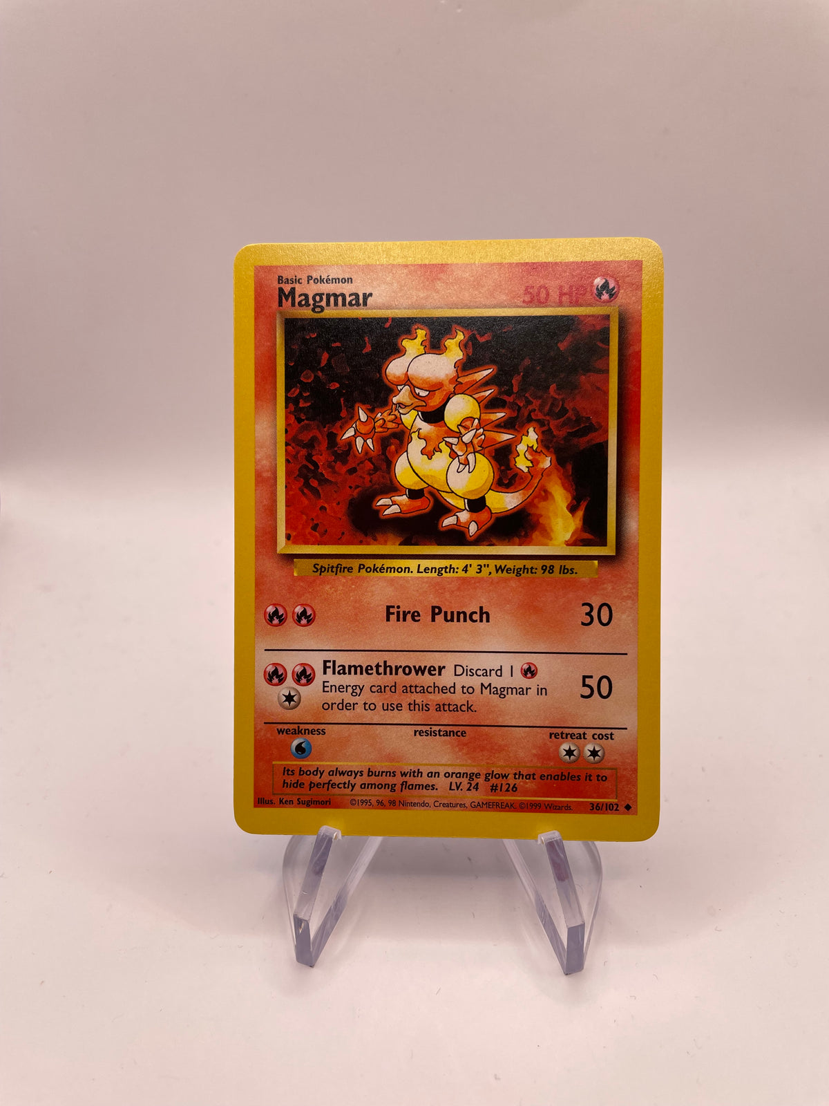 Pokemon Karte Base Set Magmar 36/102 Englisch