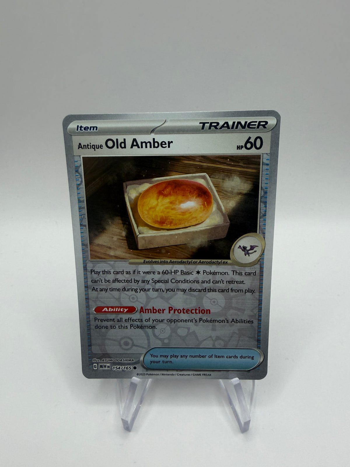 Pokemon Karte Reverse 151 Antique Old Amber 154/165 Englisch