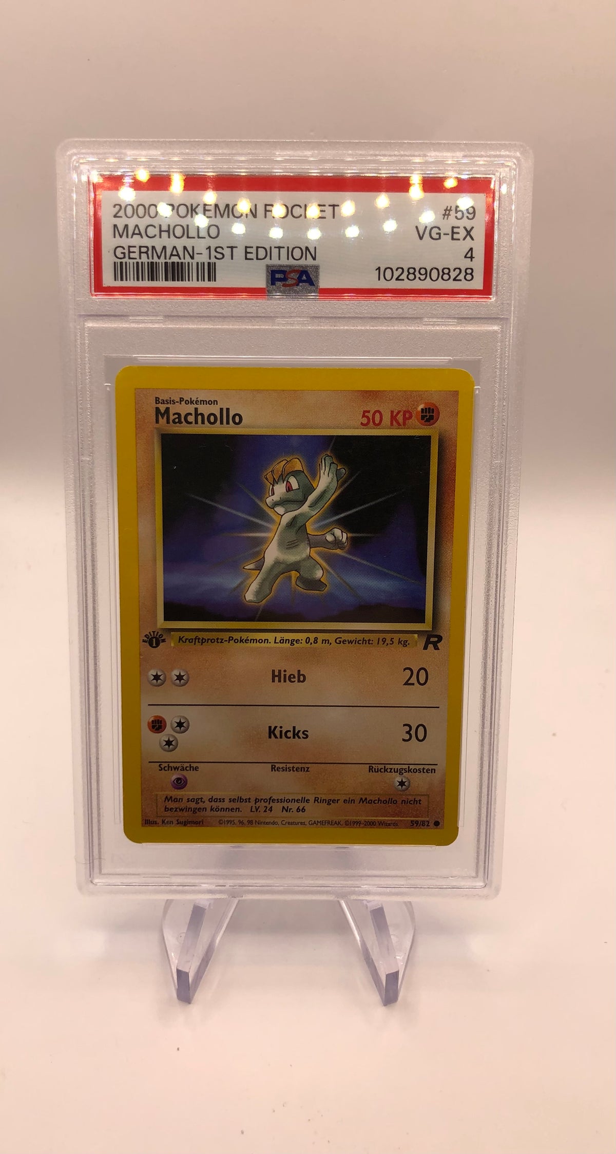Pokemon Karte PSA 4 1.Edition Machollo 59/82 Deutsch