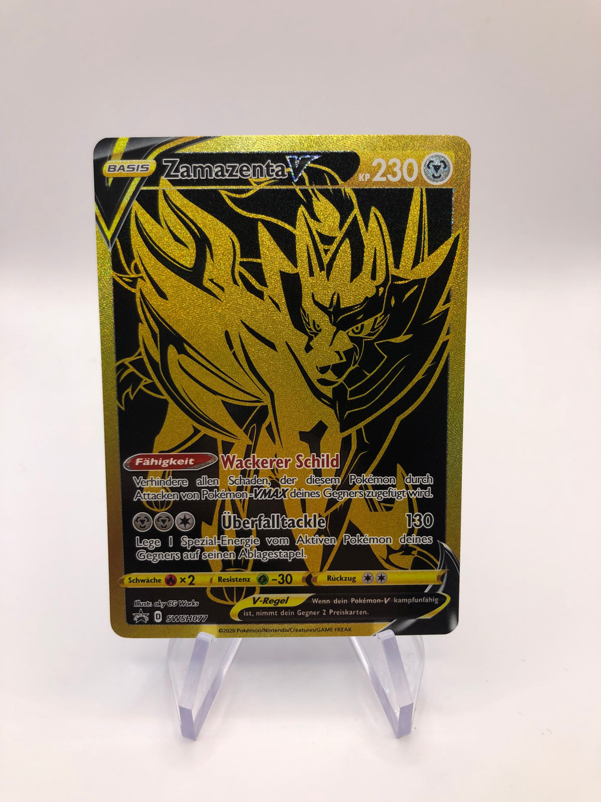 Pokemon Karte Promo V Gold Zamazenta SWSH077 Deutsch