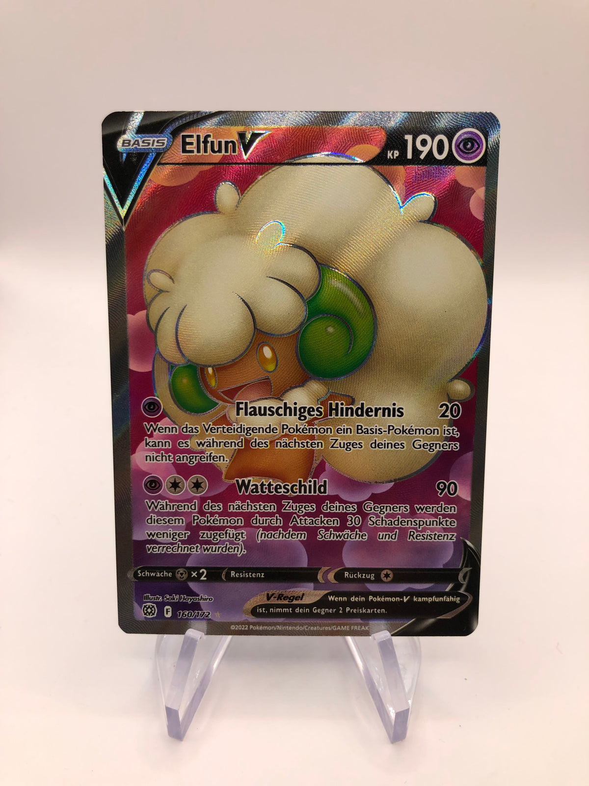 Pokemon Karte Fullart V Elfun 160/172 Deutsch