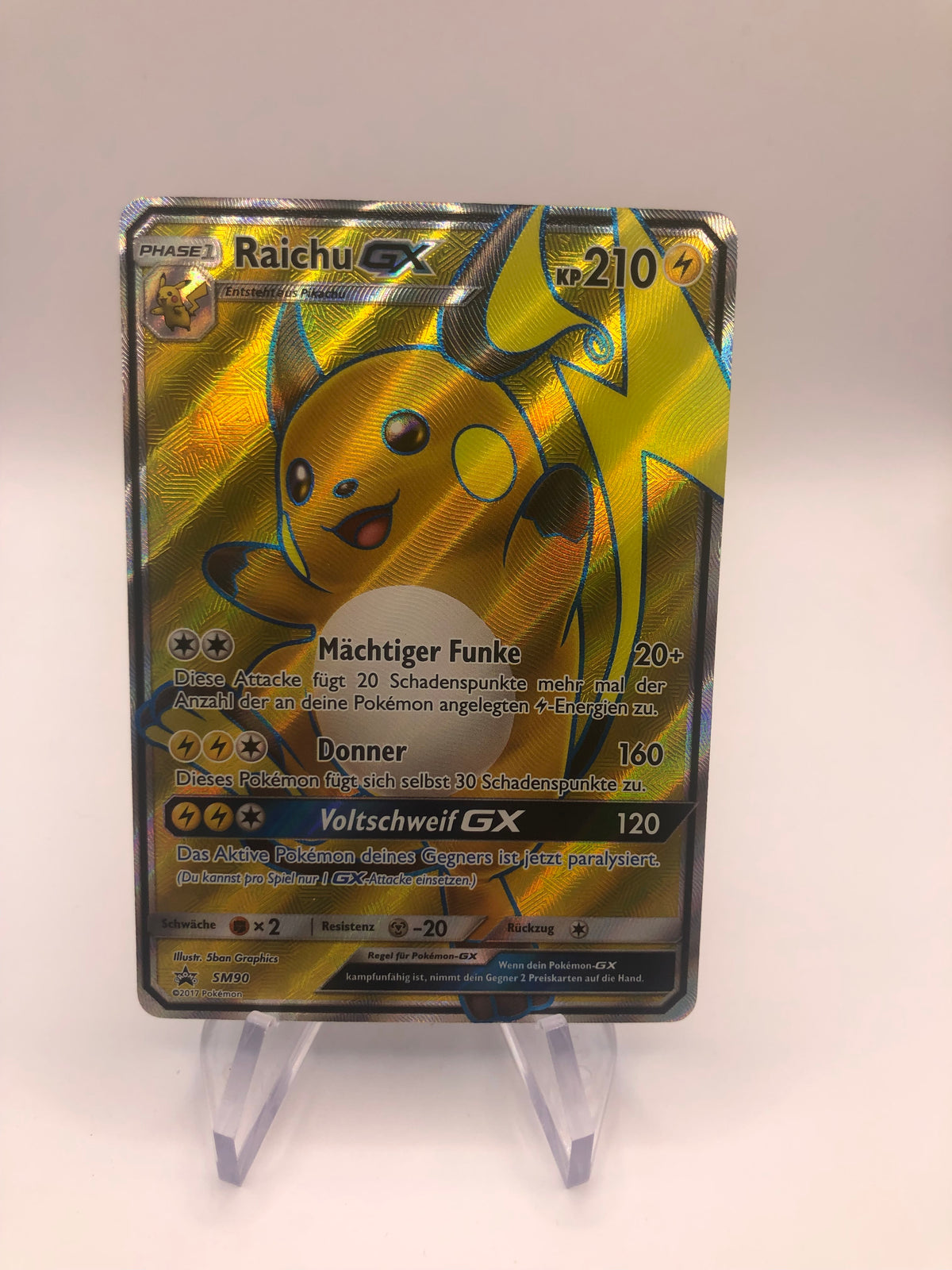 Pokemon Karte GX Promo Fullart Raichu SM90 Deutsch