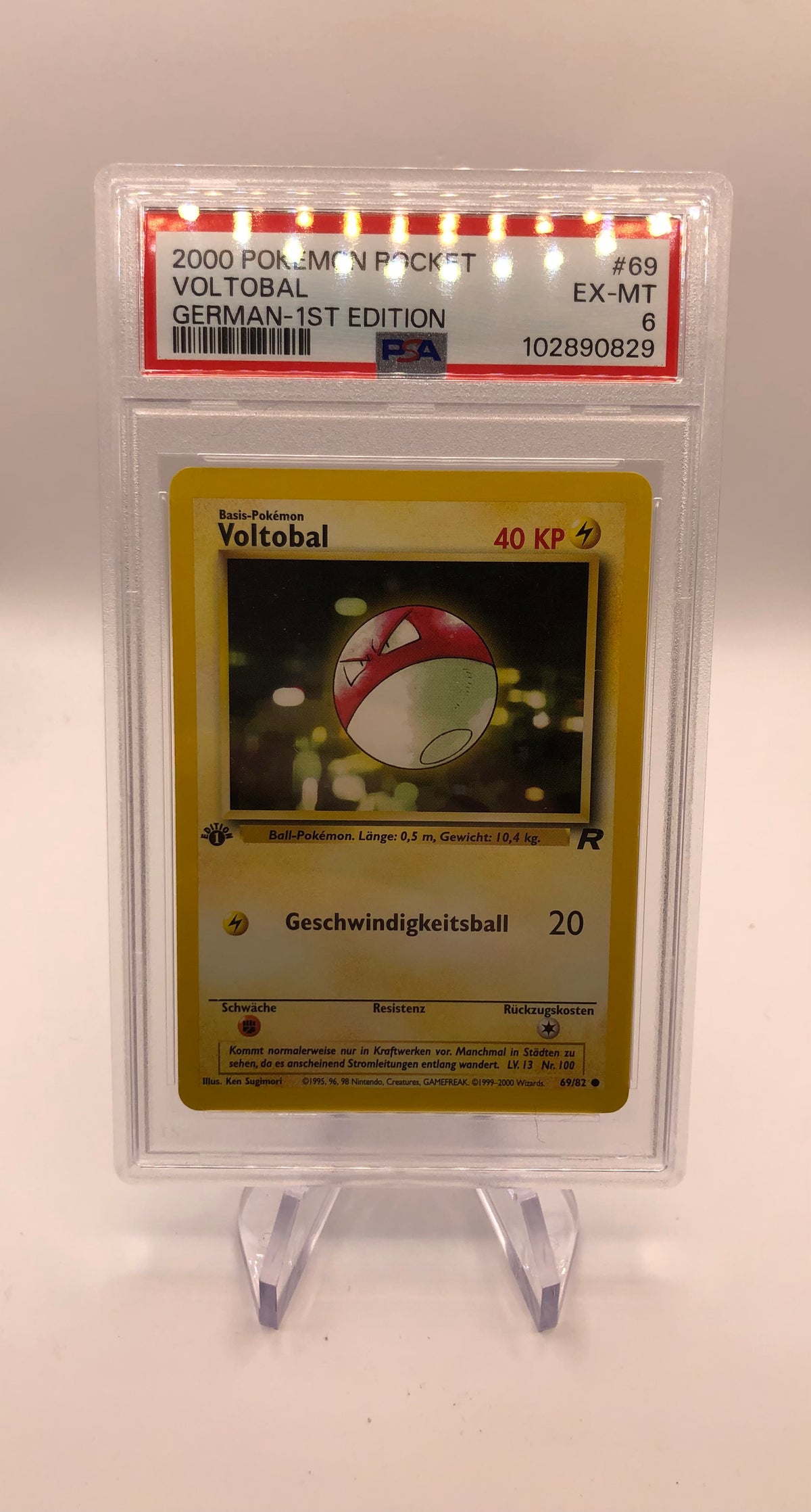Pokemon Karte PSA 6 1.Edition Voltoball 69/82 Deutsch