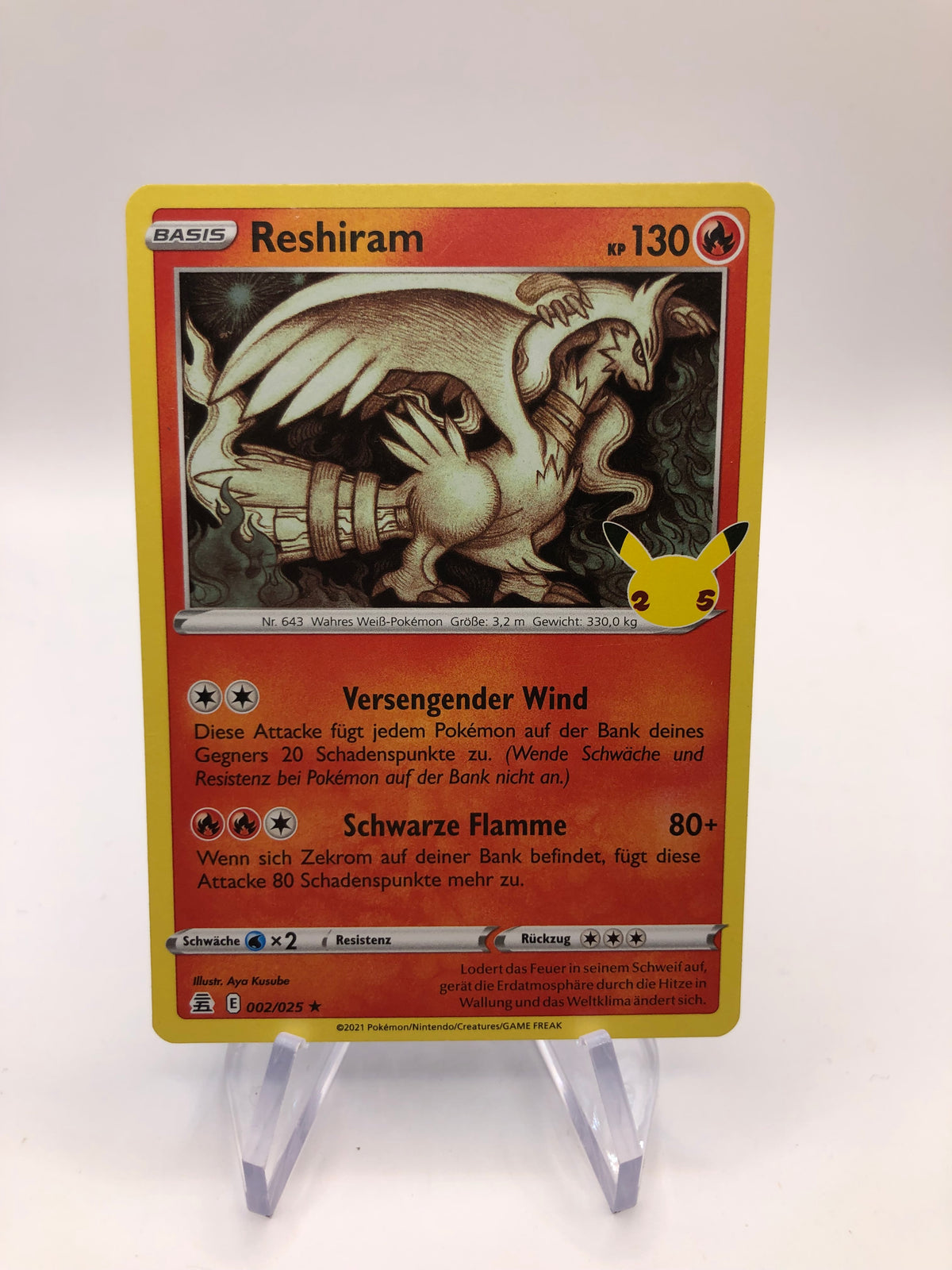 Pokemon Karte Holo Celebration Reshiram 2/25 Deutsch