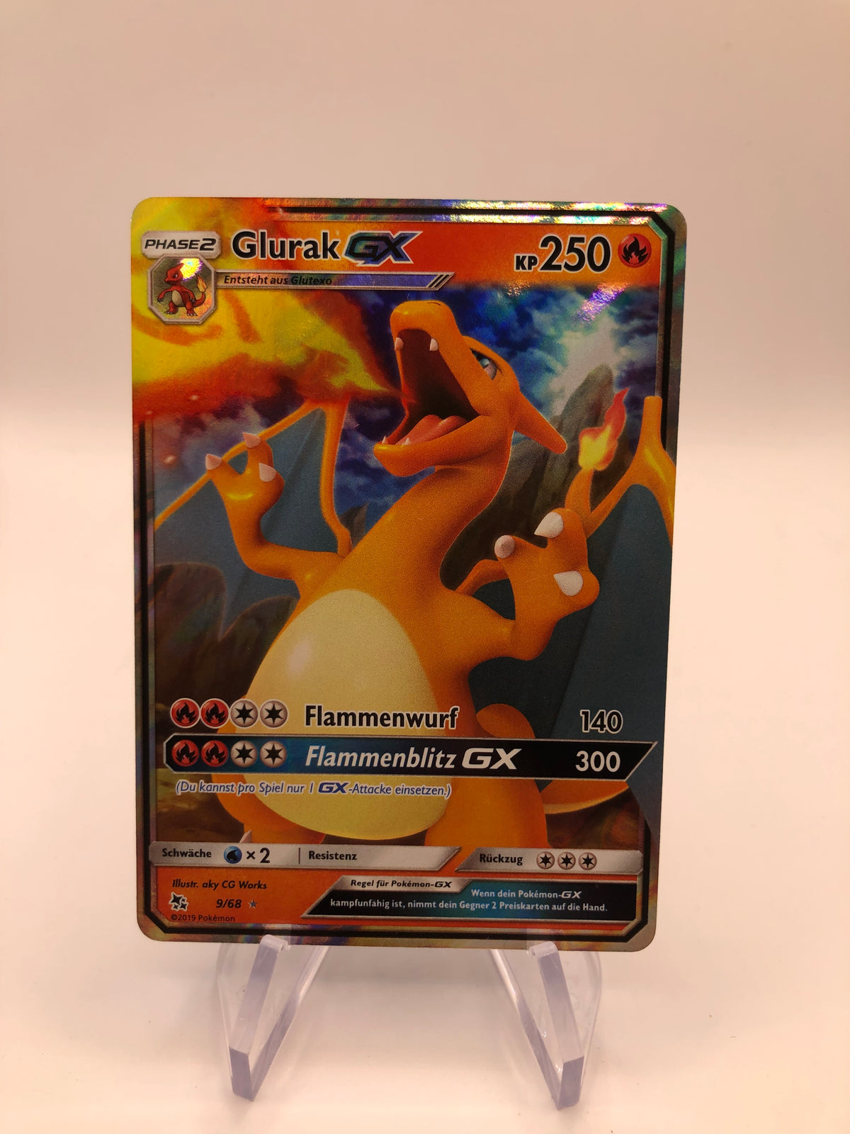Pokemon Karte GX Glurak 9/68 Deutsch