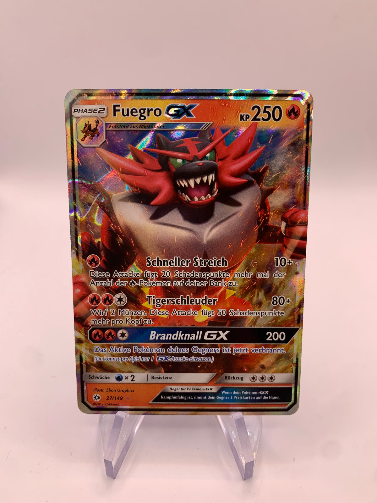 Pokemon Karte GX Fuegro 27/149 Deutsch