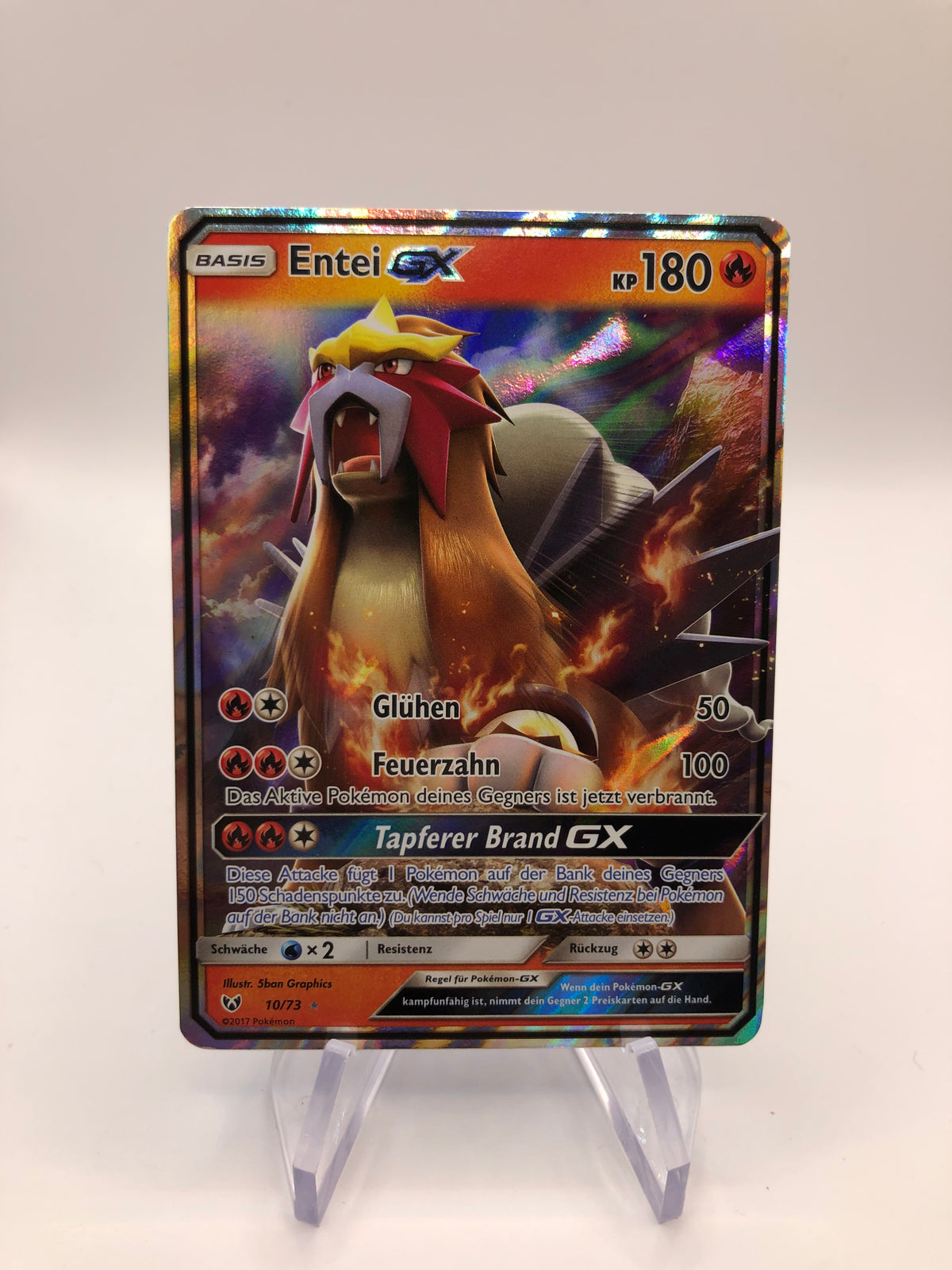 Pokemon Karte GX Entei 10/73 Englisch