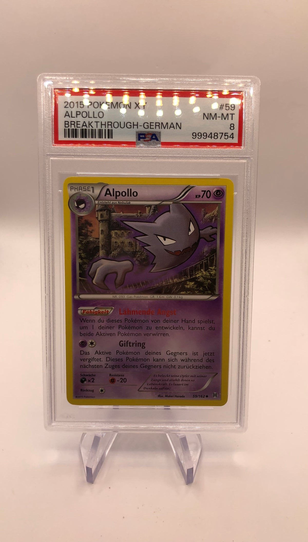 Pokemon Karte PSA 8 Alpollo 59/162 Deutsch
