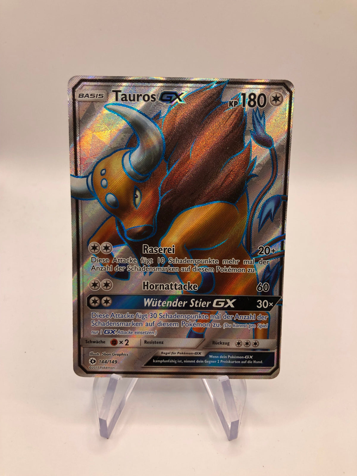 Pokemon Karte GX Fullart Tauros 144/149 Deutsch
