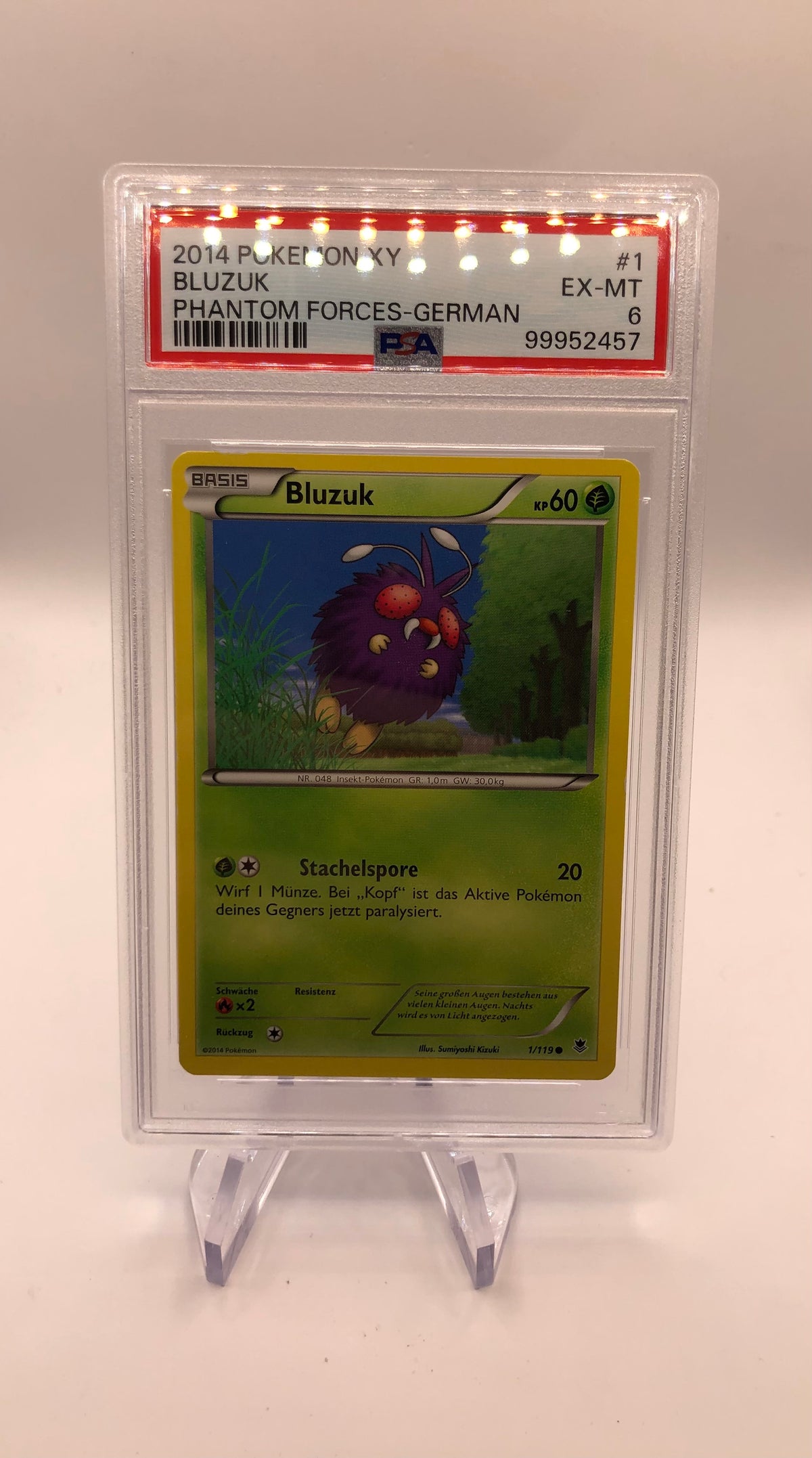Pokemon Karte PSA 6 Bluzuk 1/119 Deutsch