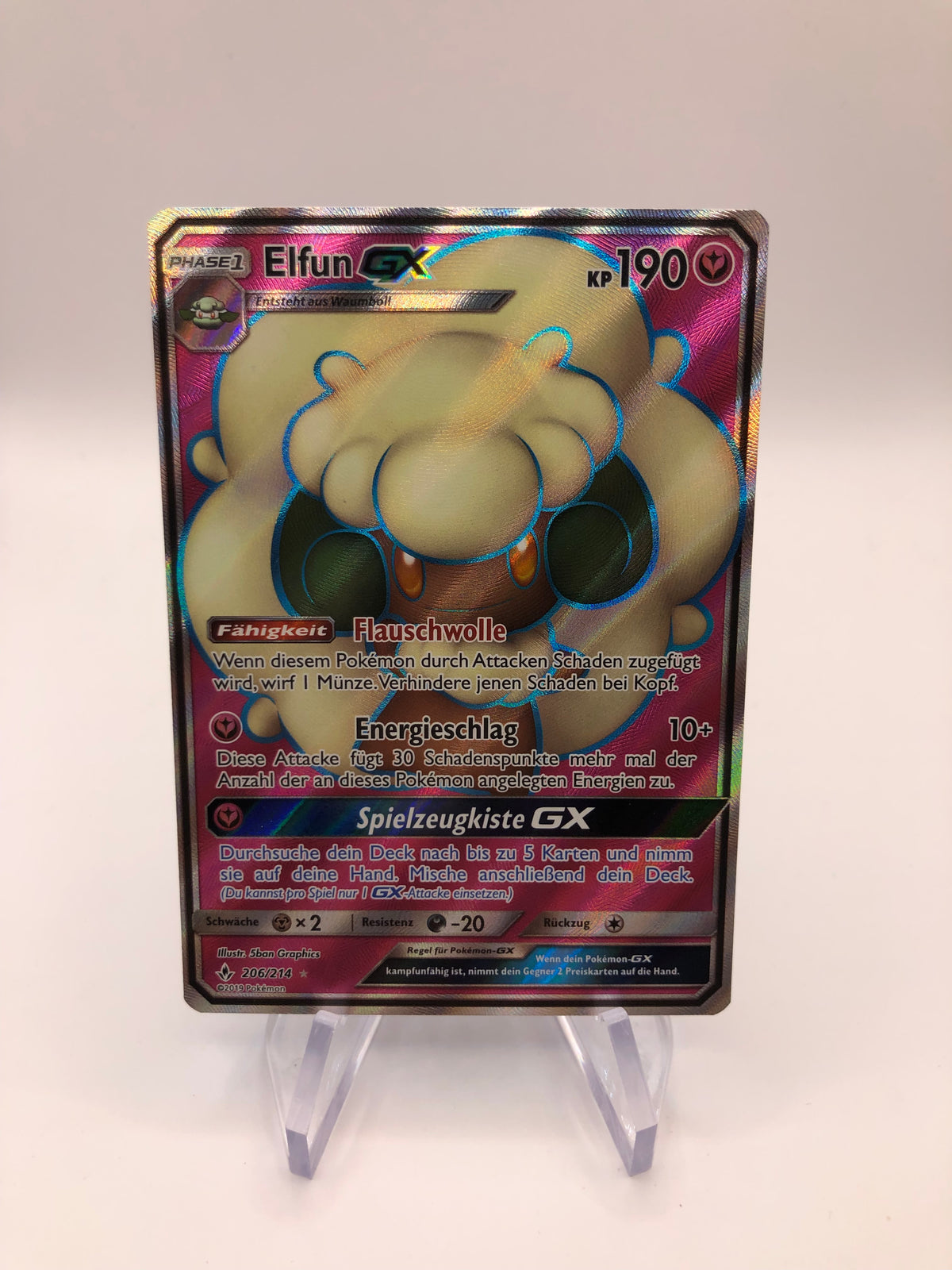 Pokemon Karte GX Fullart Elfun 206/214 Deutsch