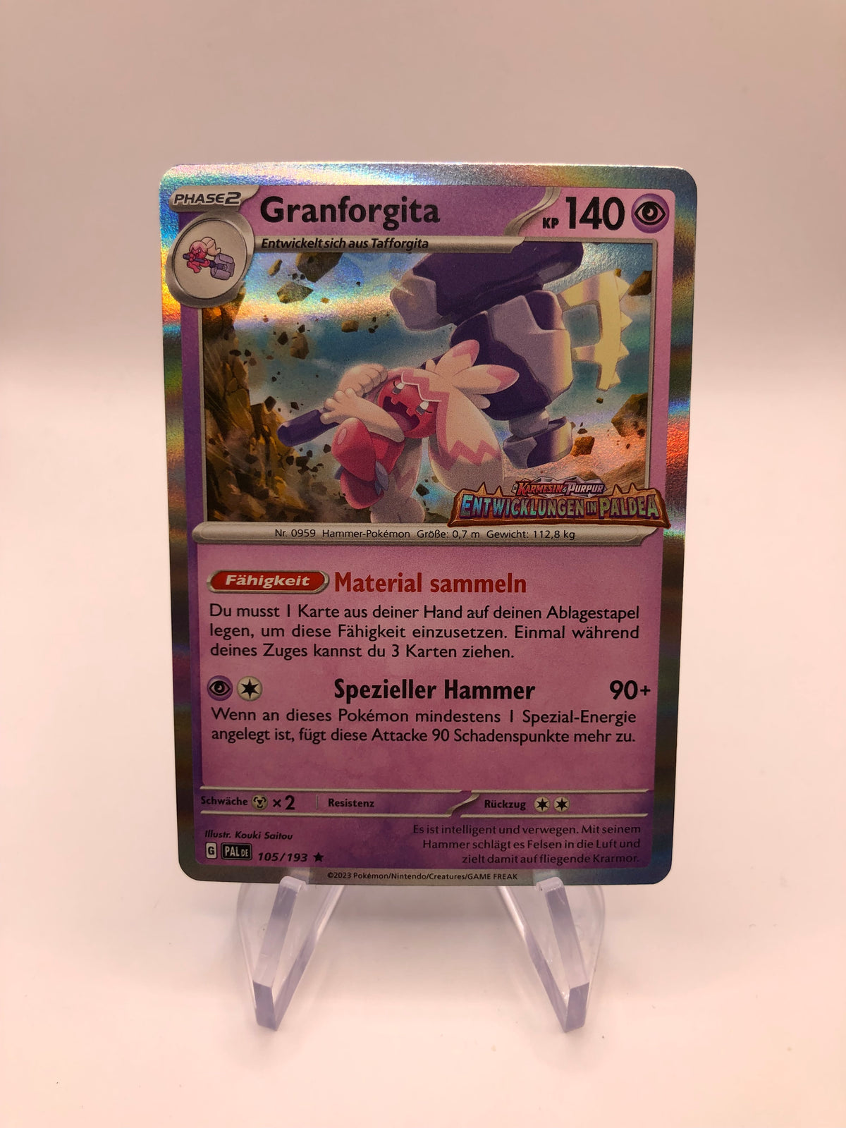 Pokemon Karte Stamp Pre Release Granfogita 105/193 Deutsch