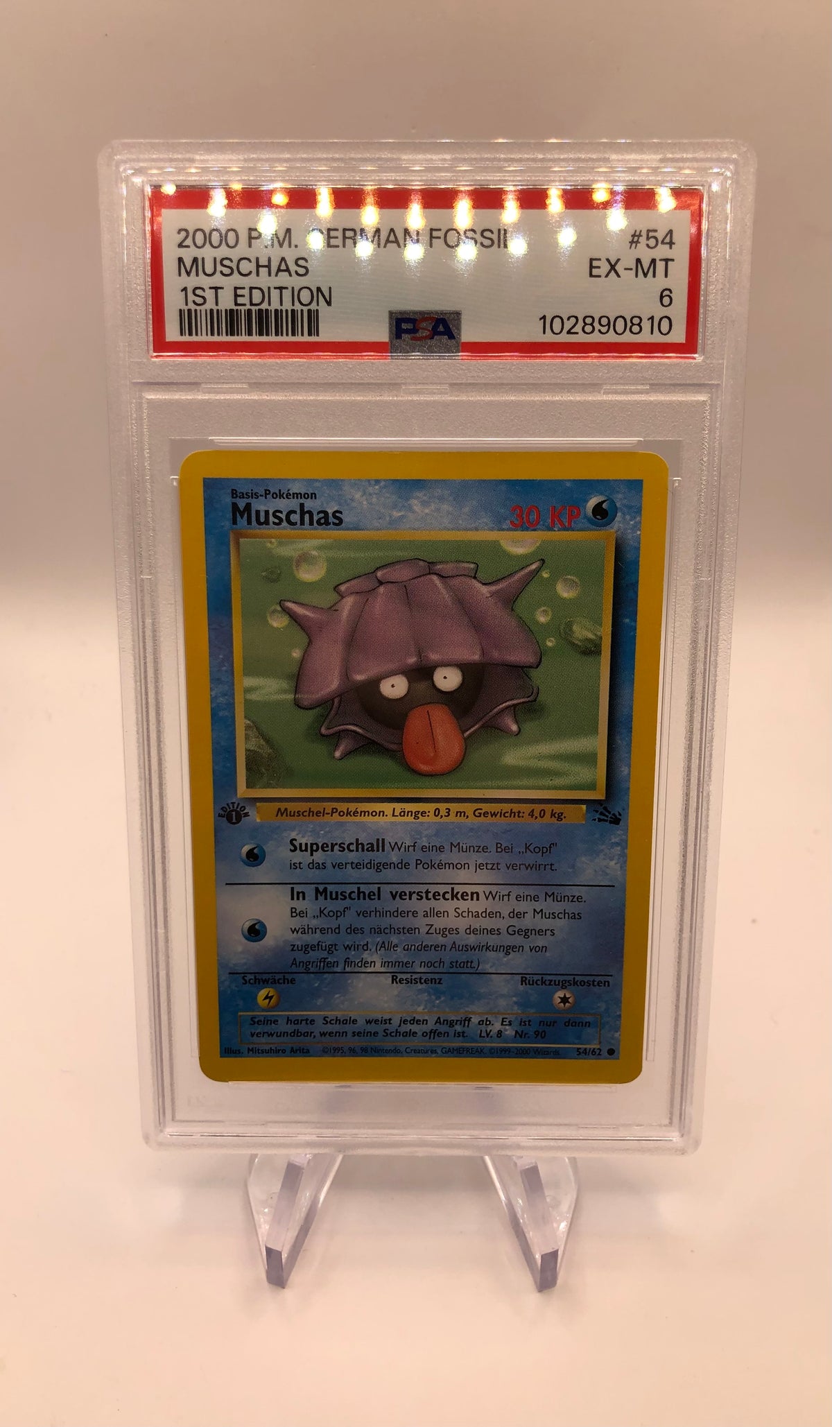 Pokemon Karte PSA 6 1.Edition Muschas 54/62 Deutsch