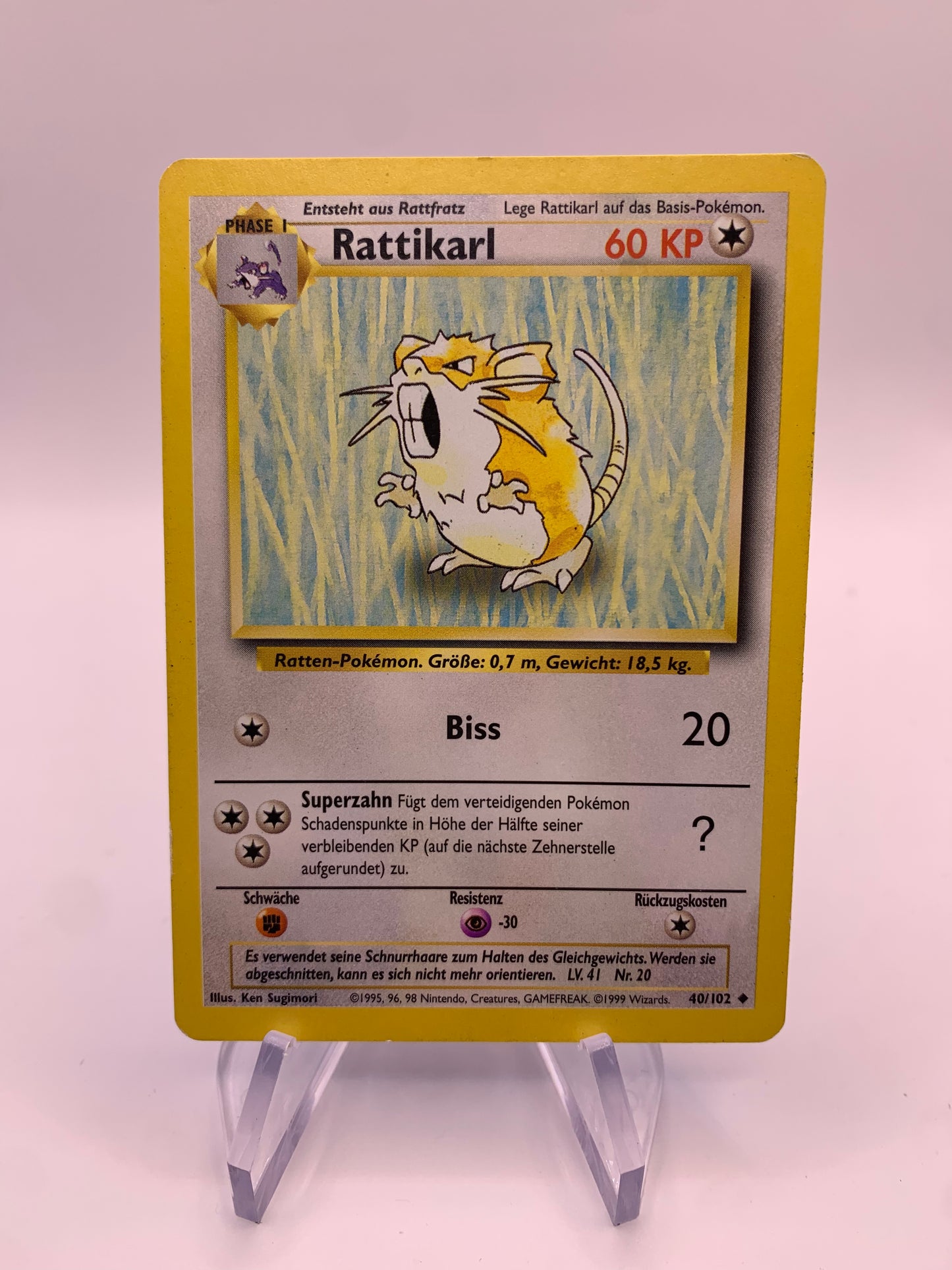 Pokemon Karte Rattikarl Base-Set 40/102 Deutsch