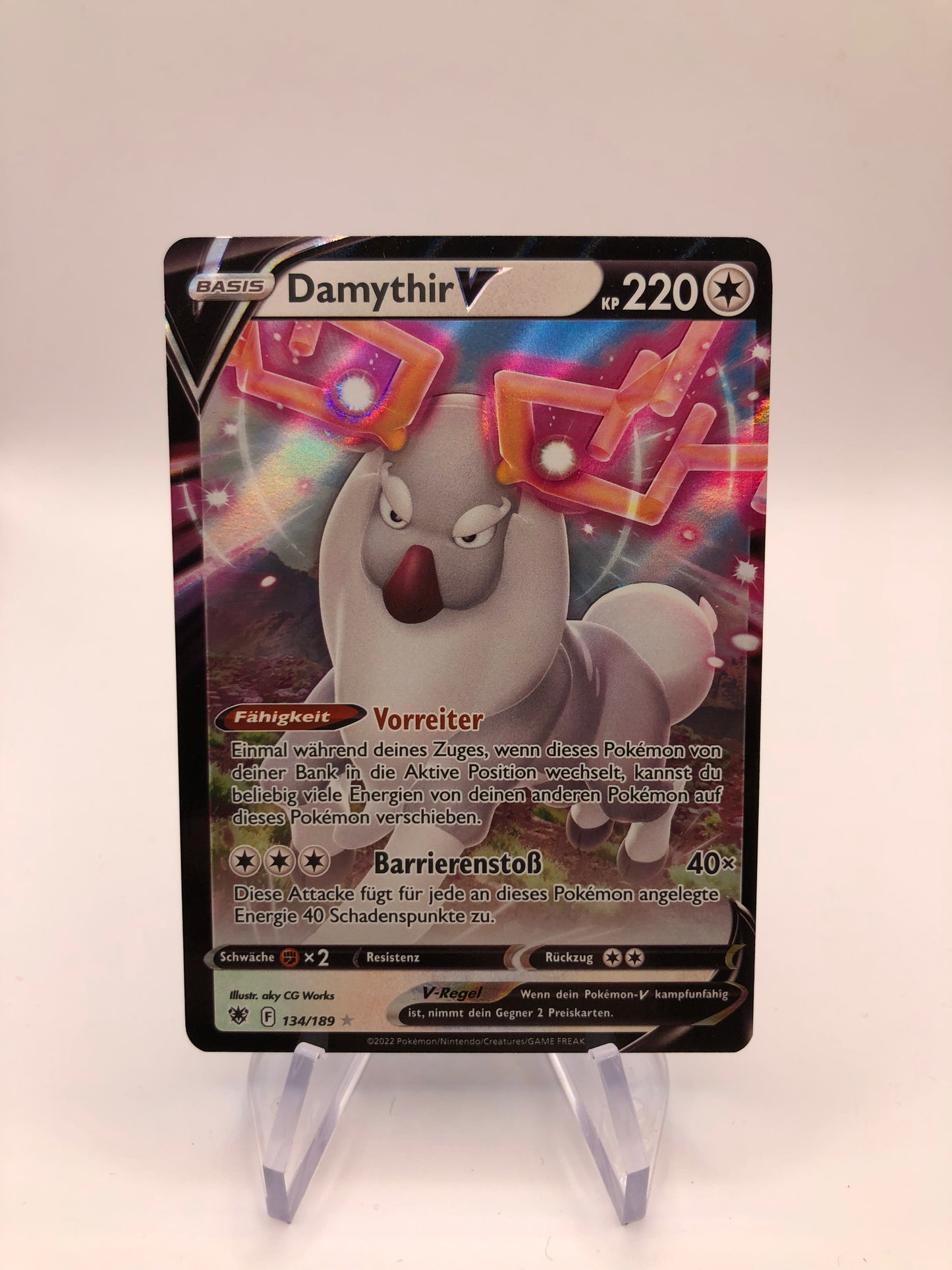 Pokemon Karte V Damythir 134/189 Deutsch