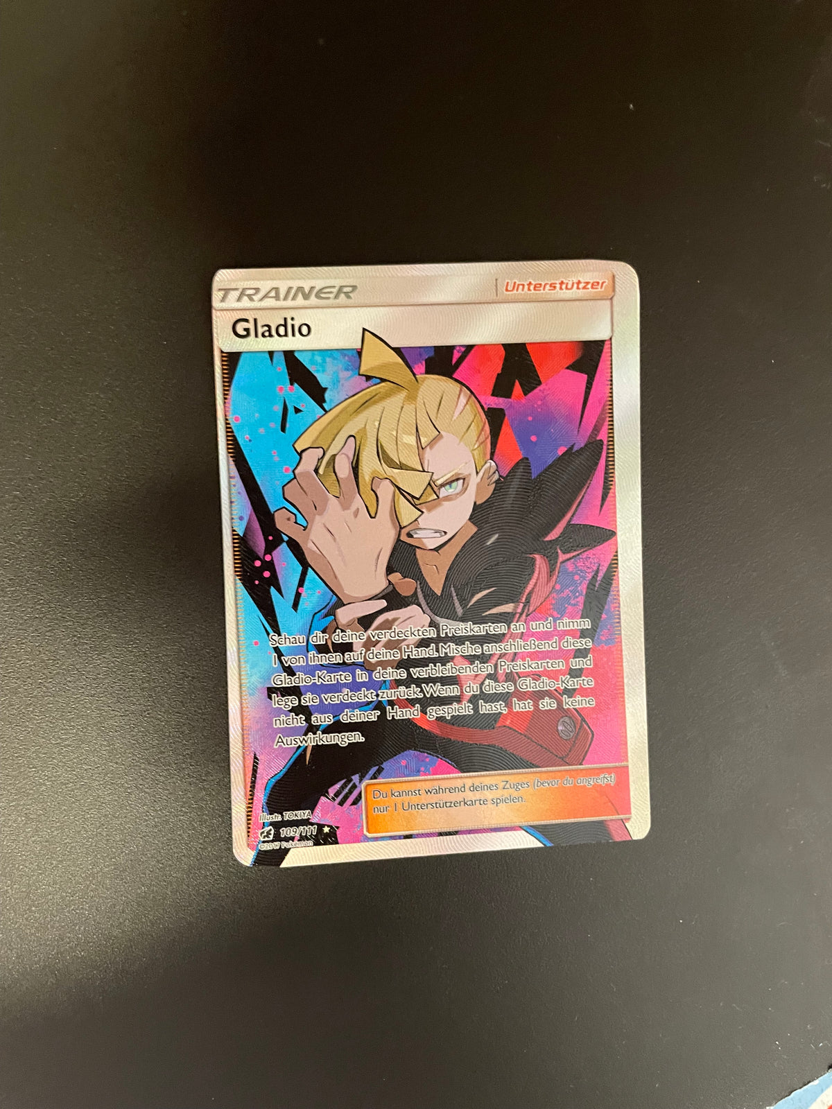 Pokemon Karte Trainer Gladio 109/111 Deutsch