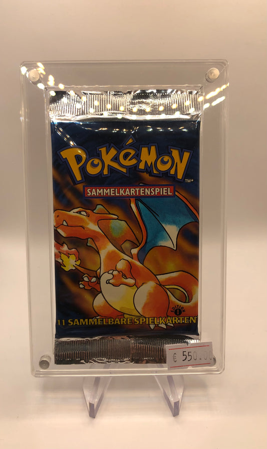 Pokemon Karte 1.Edition Base Set Glurak Booster Deutsch