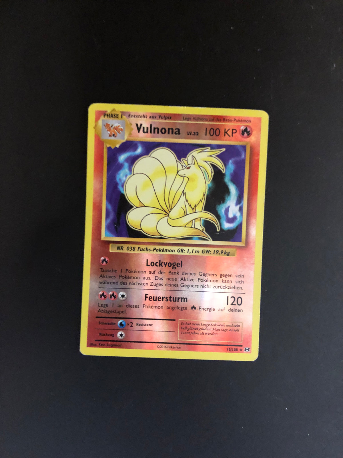 Pokemon Karte Revers Vulnona 15/108 Deutsch