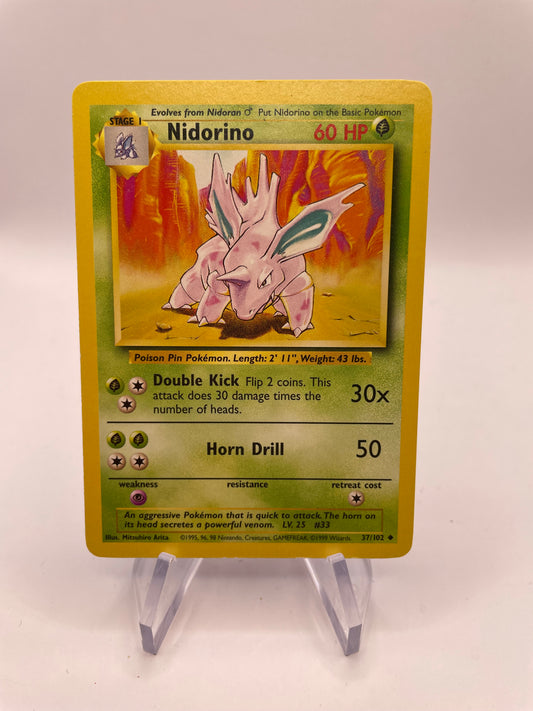 Pokemon Karte Base-Set Nidorino 37/102 Englisch