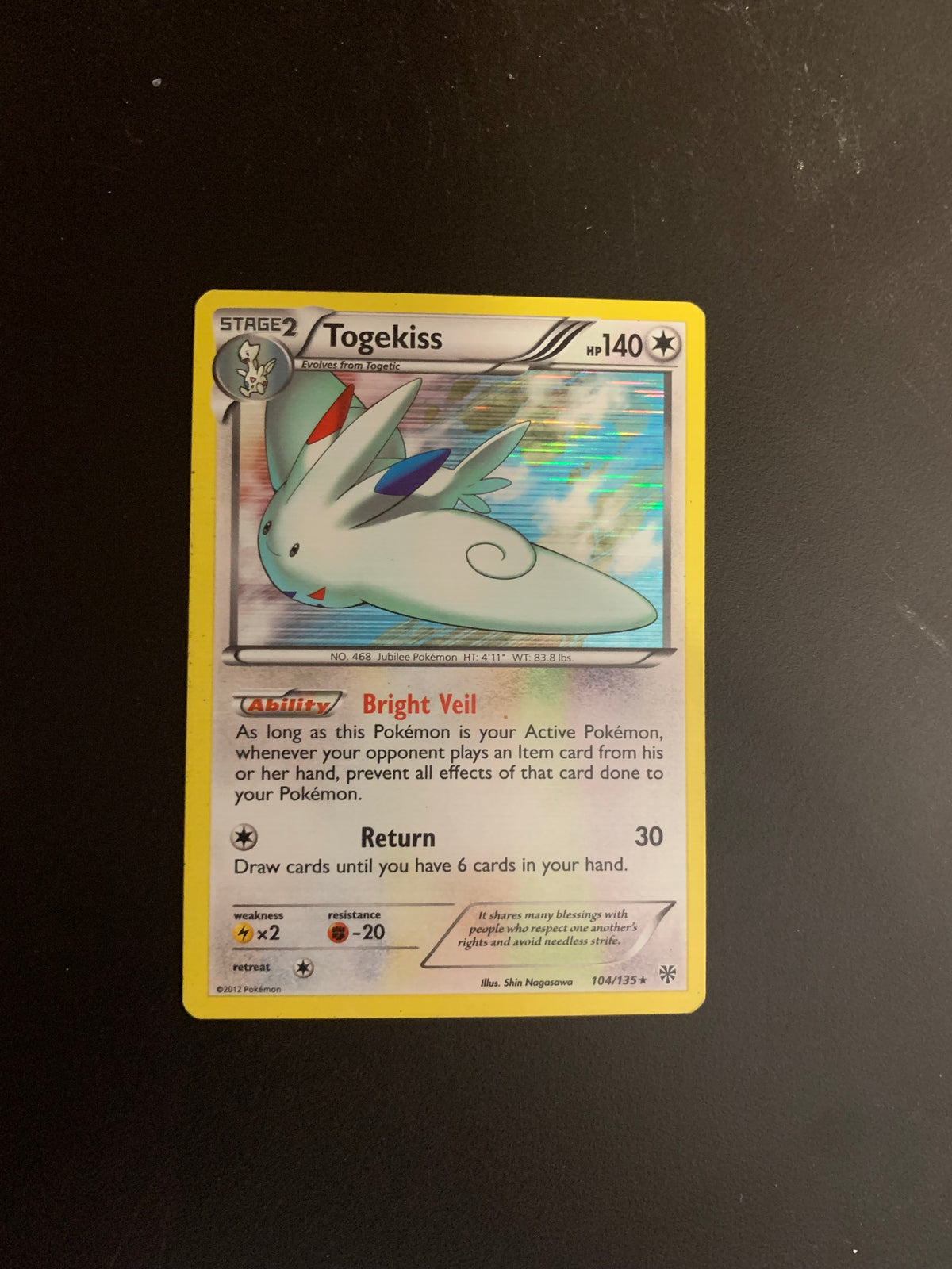 Pokemon Karte Holo Togekiss 104/135 Englisch