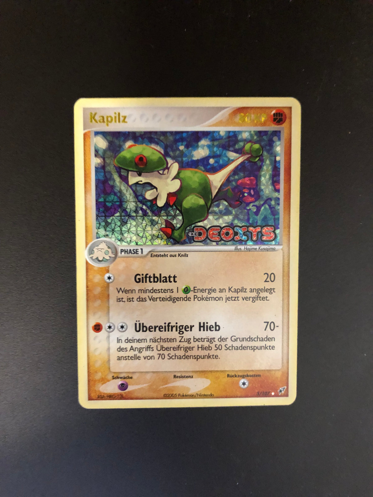 Pokemon Karte Revers Stamp Kapilz 3/107 Deutsch