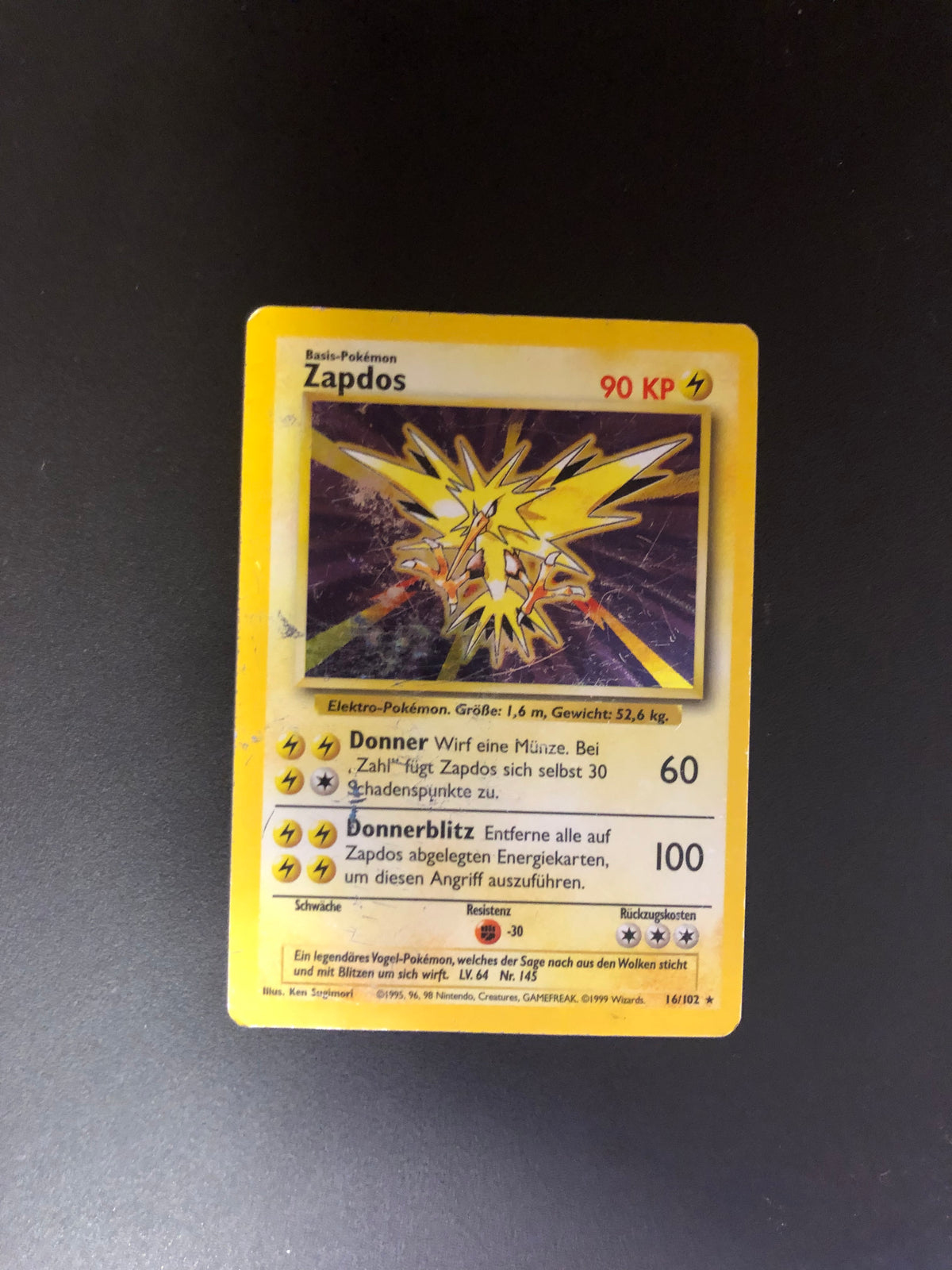 Pokemon Karten Holo Zapdos 16/102 Deutsch