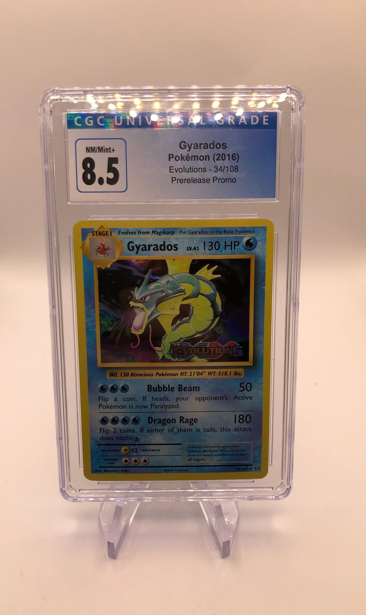 Pokemon Karte CGC 8,5 Pre Release Garados 34/108 Englisch