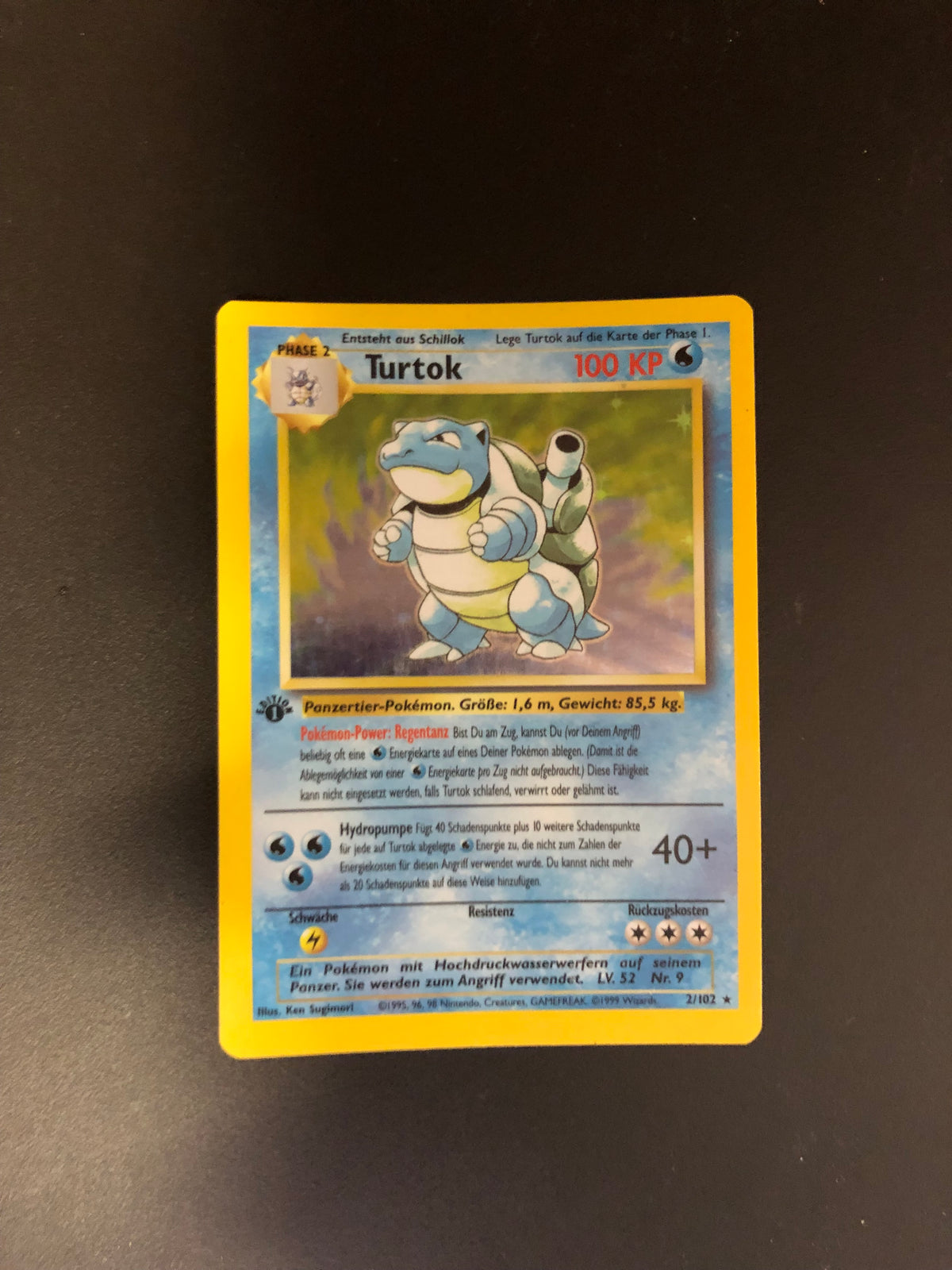 Pokemon Karte Holo Base Set 1.Edition Turtok 2/102 Deutsch