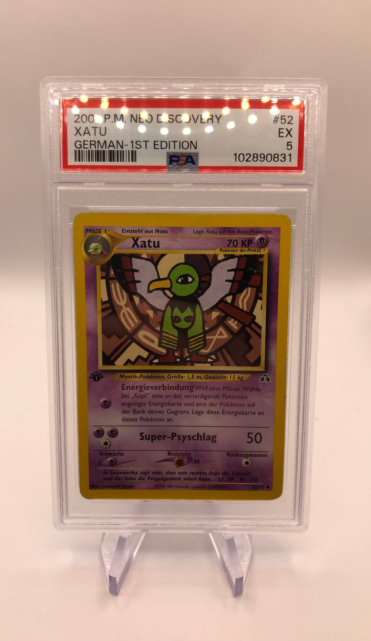 Pokemon Karte PSA 5 1.Edition Xatu 52/75 Deutsch