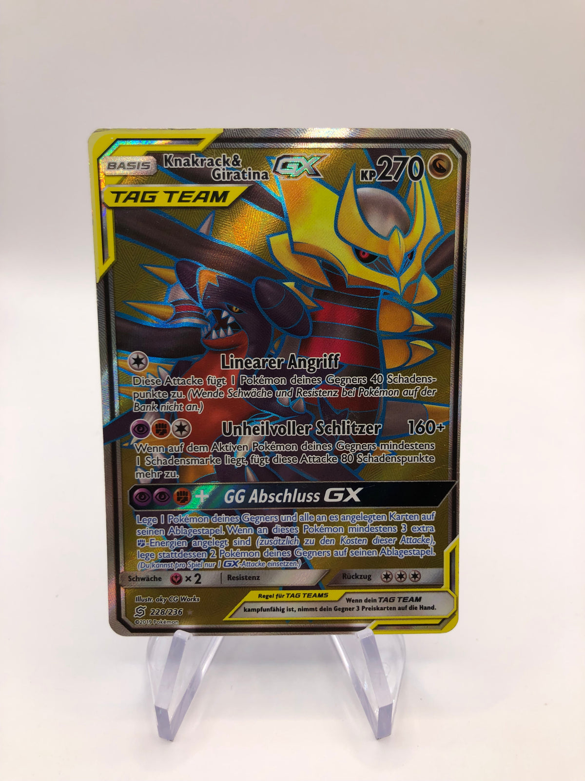 Pokemon Karte GX Tag Team Knakrack & Giratina 228/236 Deutsch