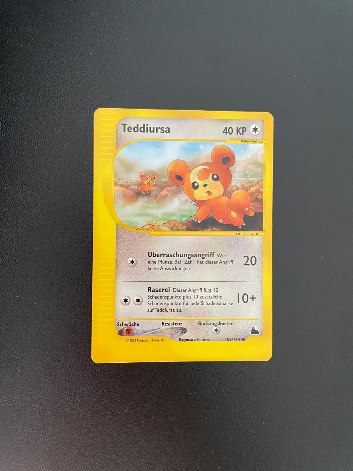 Pokemon Karte E-Series Teddiursa 109/144 Deutsch