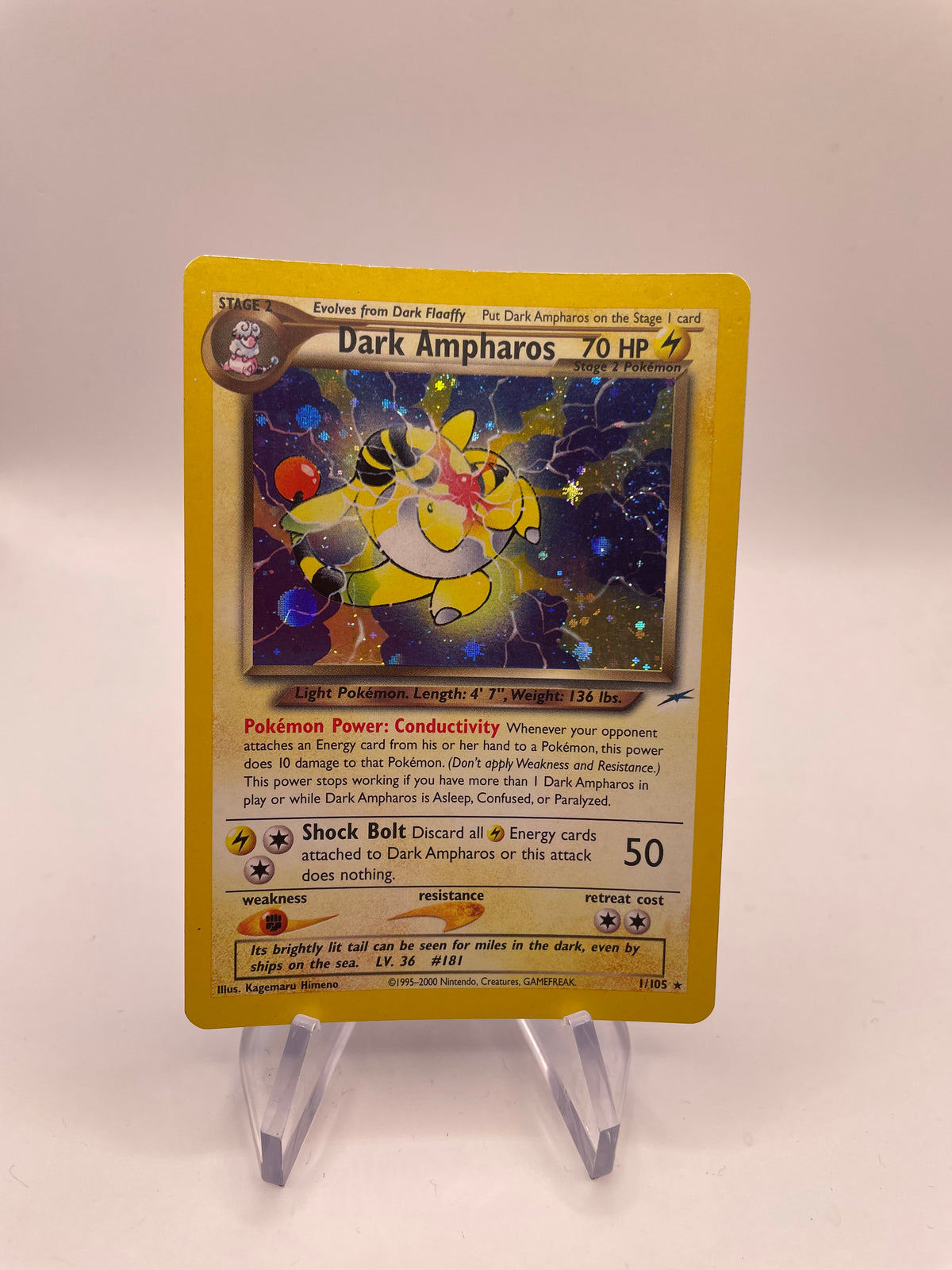 Pokémon Karte Holo Dark Ampharos 1/105 Englisch