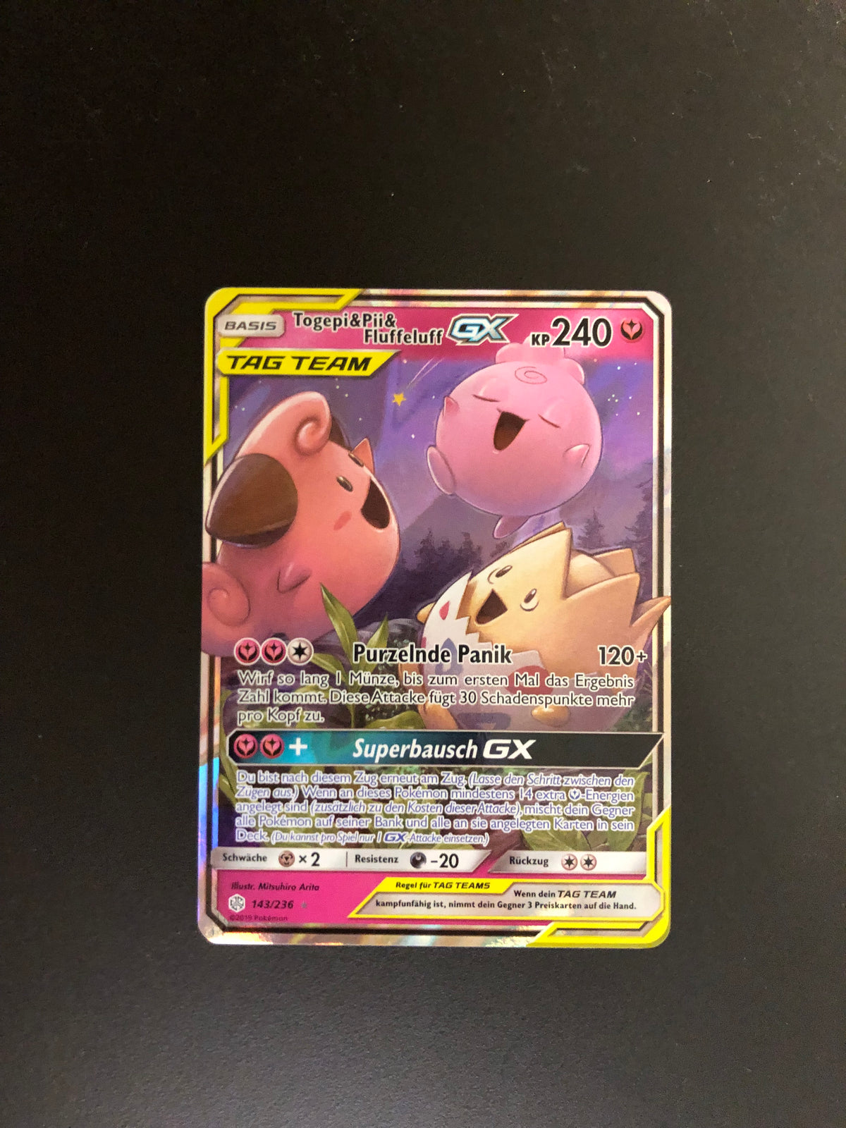 Pokemon Karte GX Tag Team Togepi&Pii&Fluffeluff 143/236 Deutsch