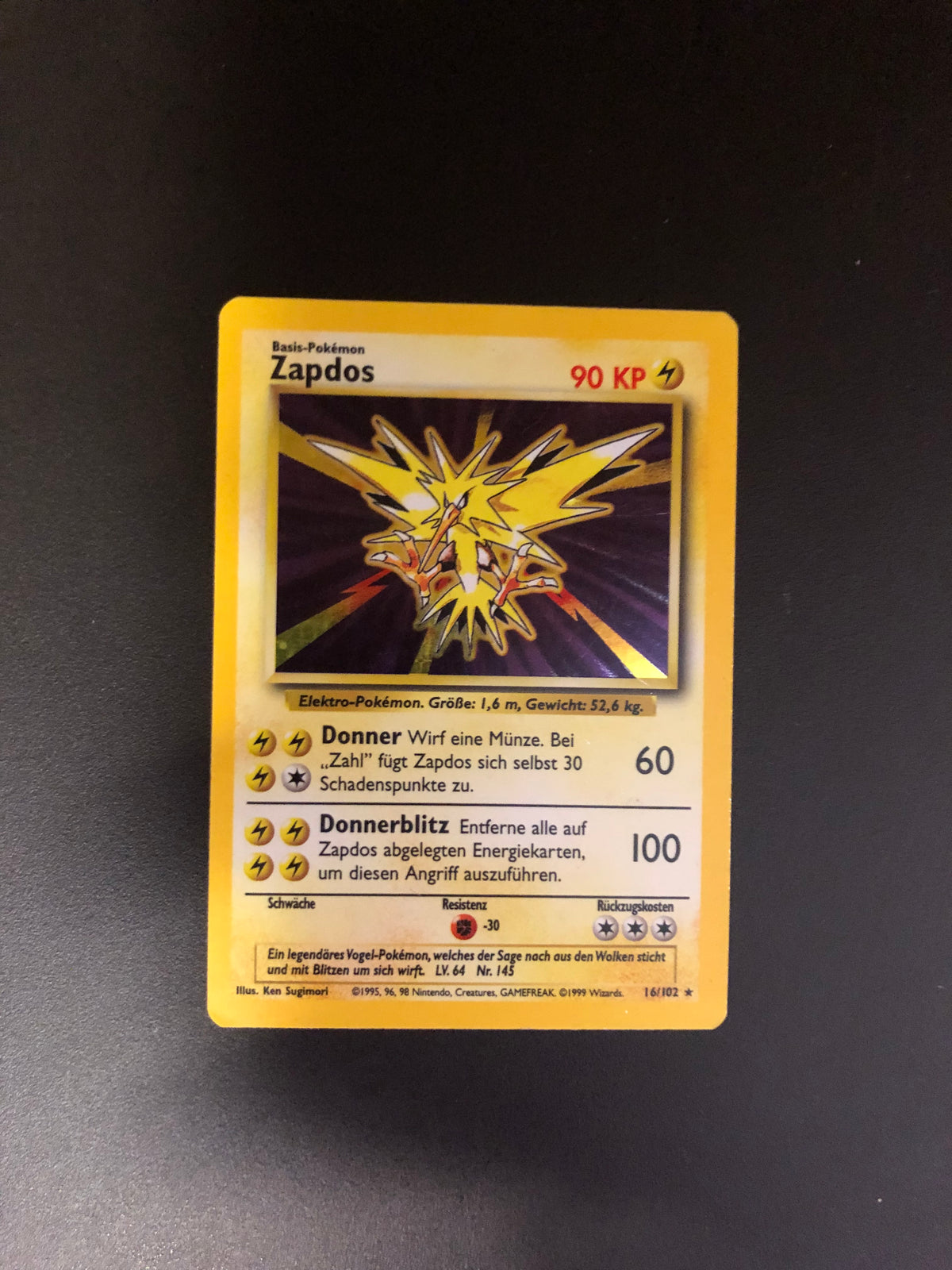 Pokemon Karten Holo Zapdos 16/102 Deutsch