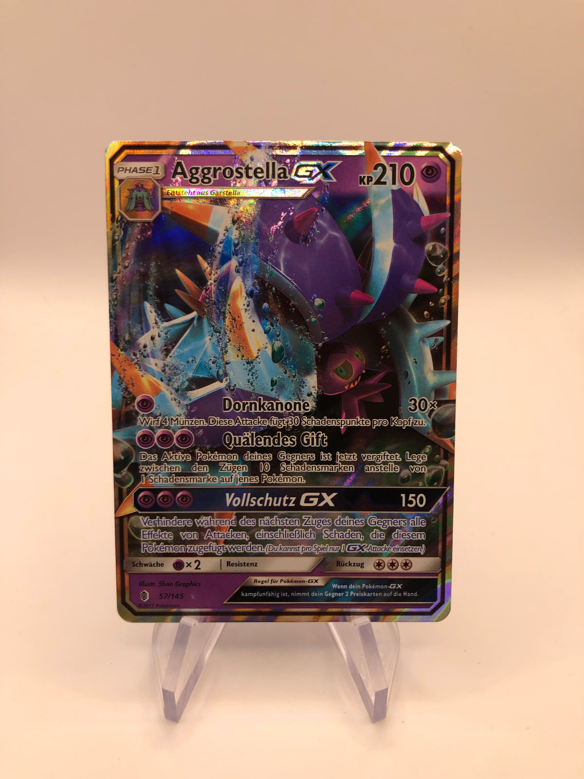 Pokemon Karte GX Aggrostella 57/145 Deutsch