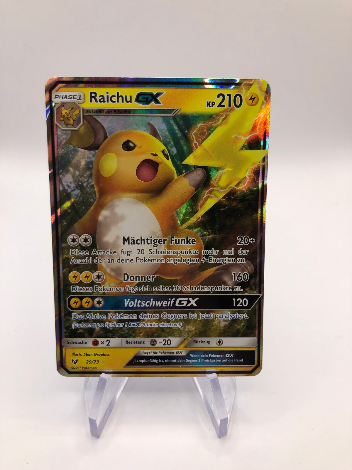 Pokemon Karte GX Raichu 29/73 Deutsch