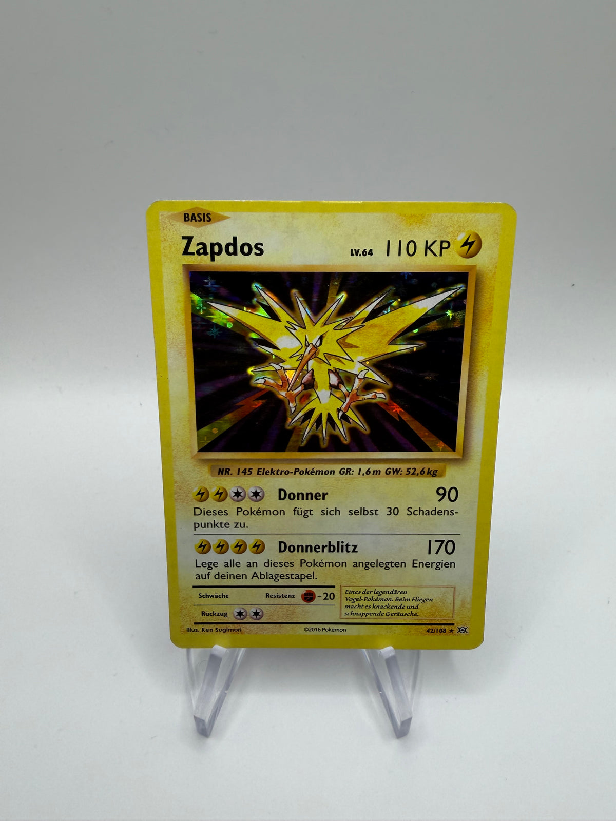 Pokemon Karte Holo Zapdos 42/108 Deutsch