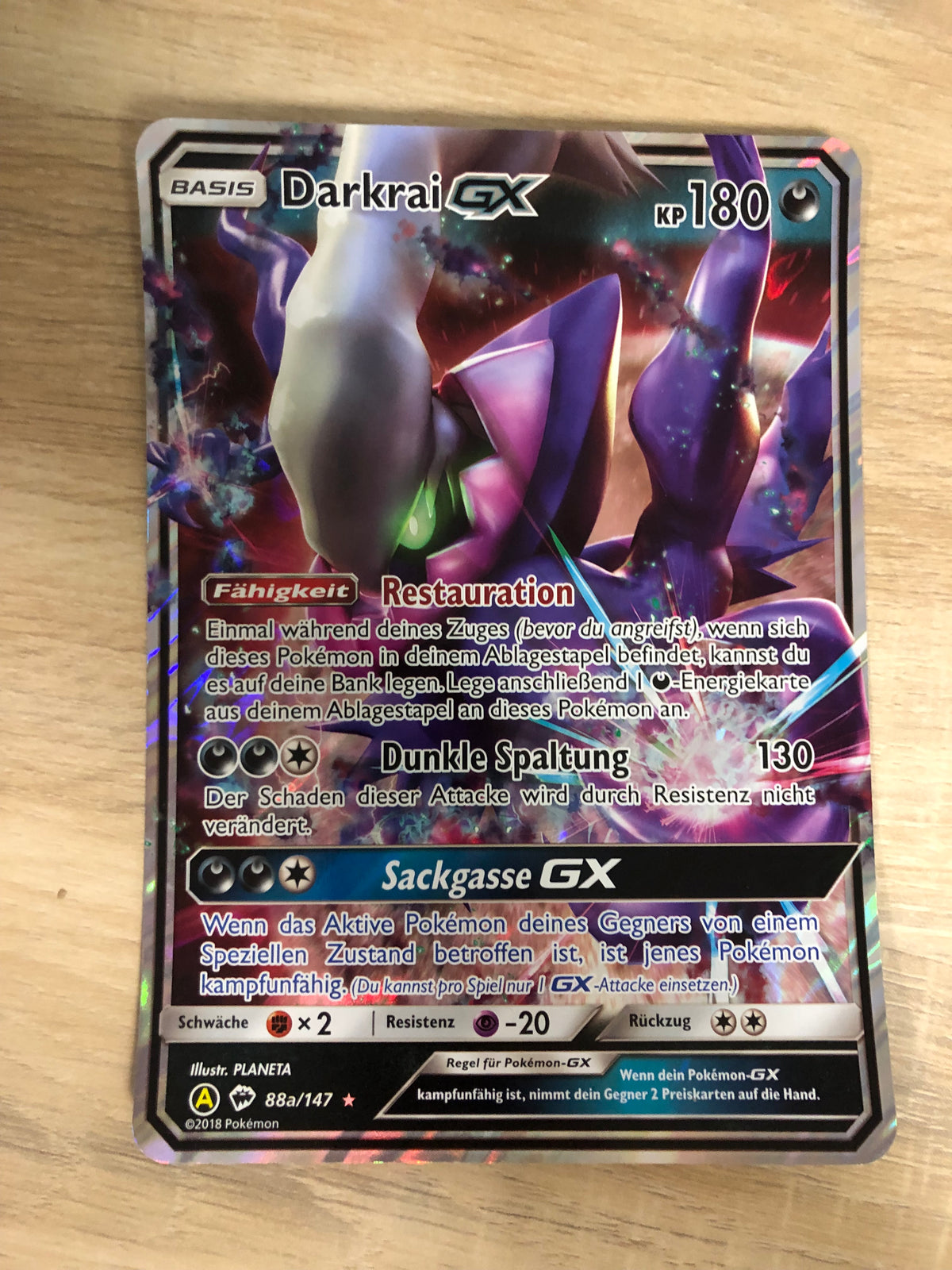 Pokemon Karte XXL GX Darkrai 88a/147 Deutsch