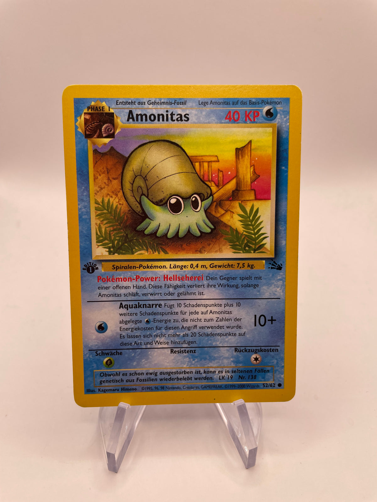 Pokemon Karte Fossil Amonitas 52/62 Deutsch