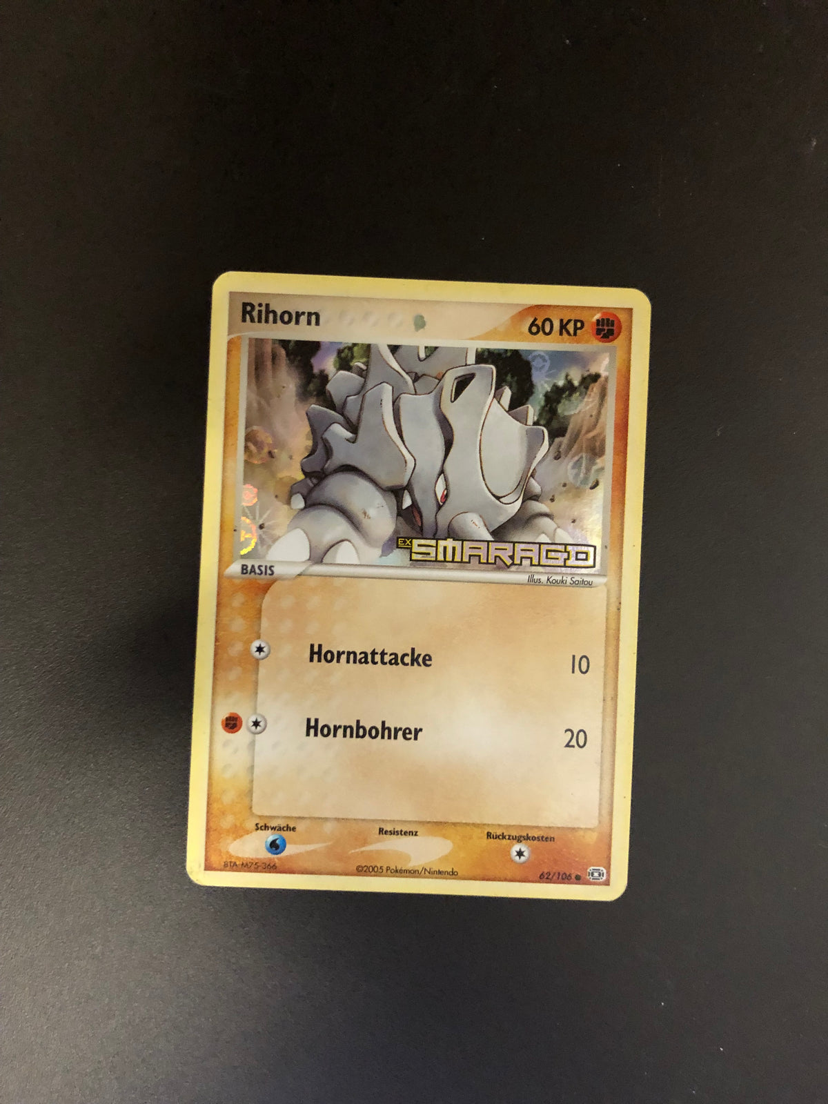 Pokemon Karte Revers Stamp Rihorn 62/106 Deutsch