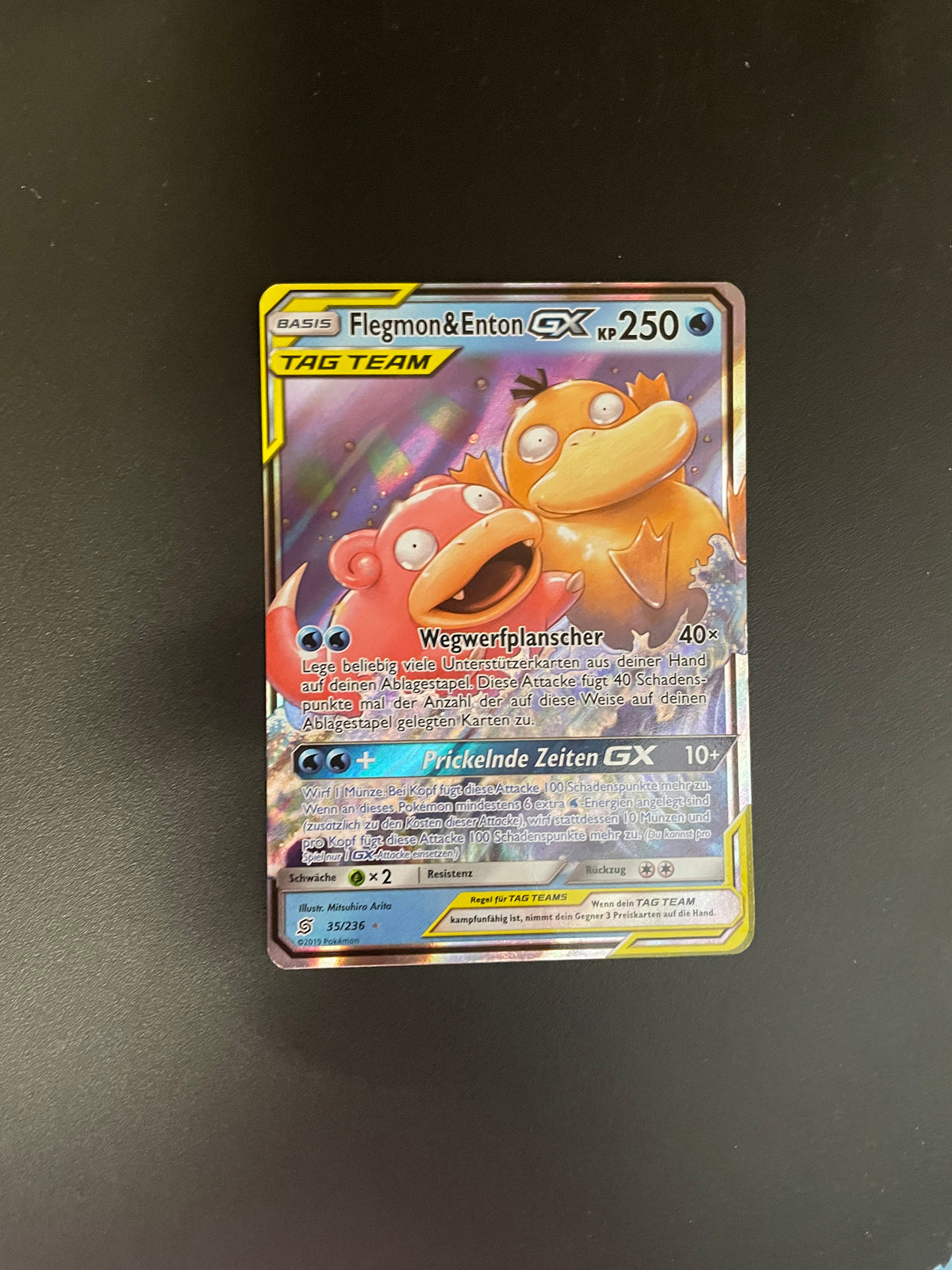 Pokemon Karte GX Tag Team Flegmon & Enton 35/236 Deutsch