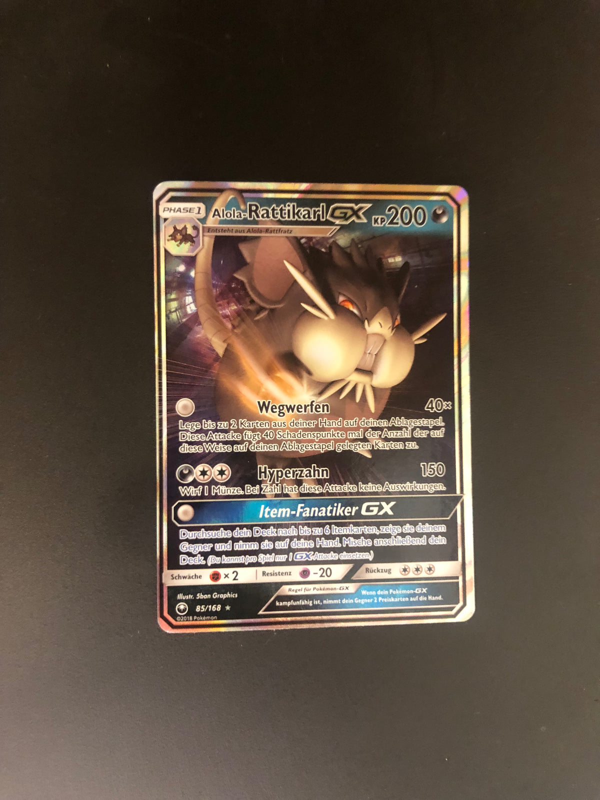 Pokemon Karte GX Alola-Rattikarl 85/168 Deutsch