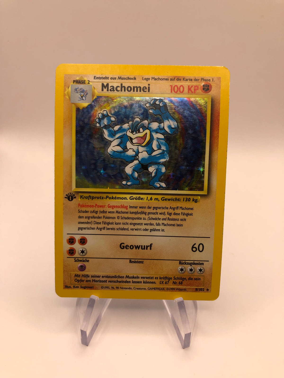 Pokemon Karten Holo Machomei 1st Edition 8/102 Deutsch