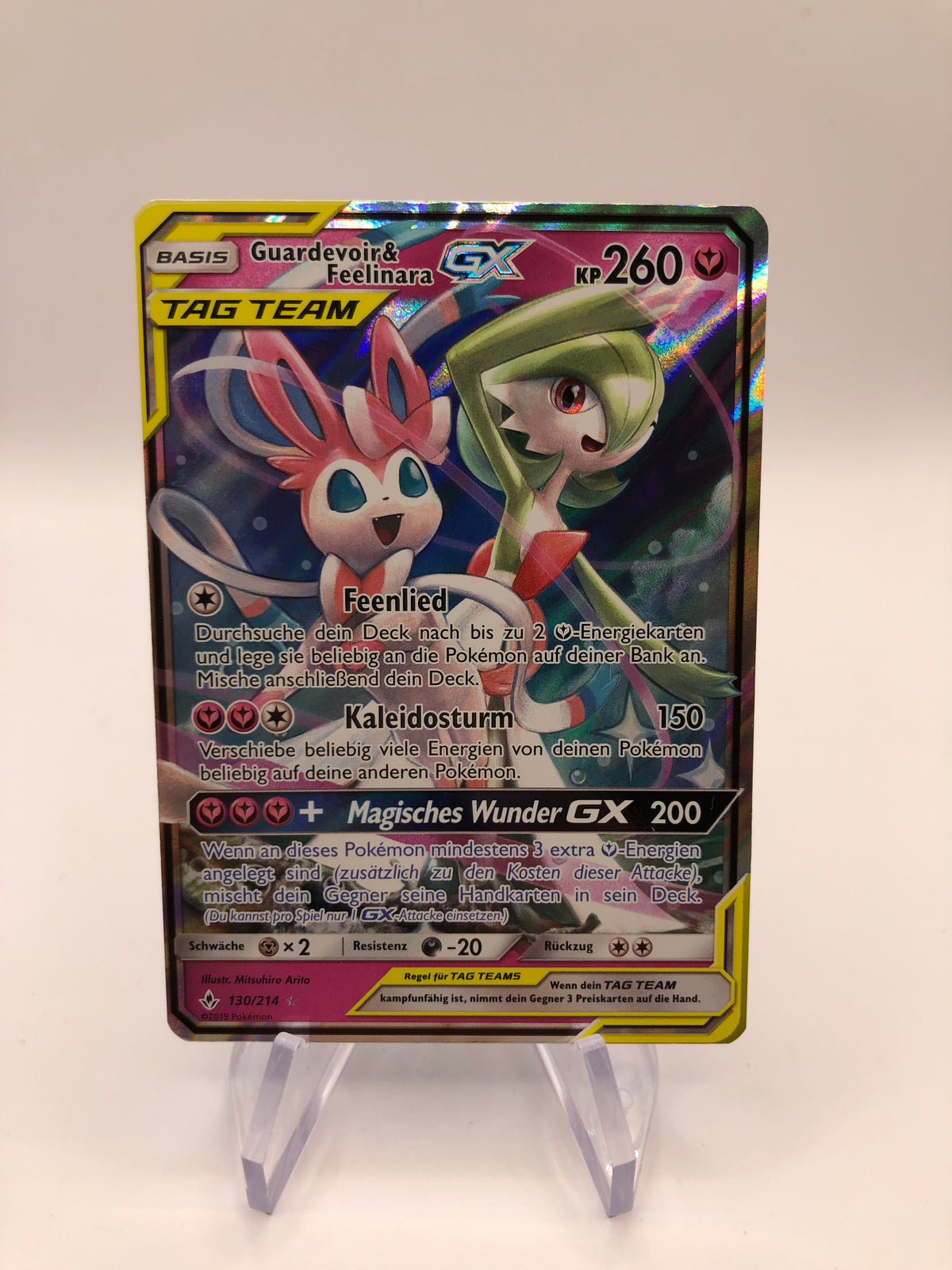 Pokemon Karte GX Tag Team Guardevoir & Feelinara 130/214 Deutsch