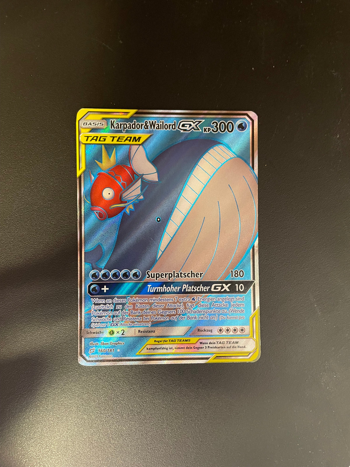 Pokemon Karte GX Tag Team Karoador&Wailord 160/181 Deutsch