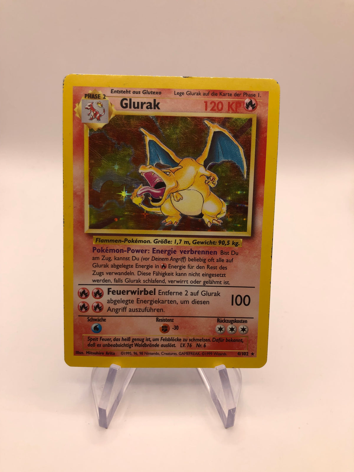Pokemon Karten Holo Base Set Glurak 4/102 Deutsch