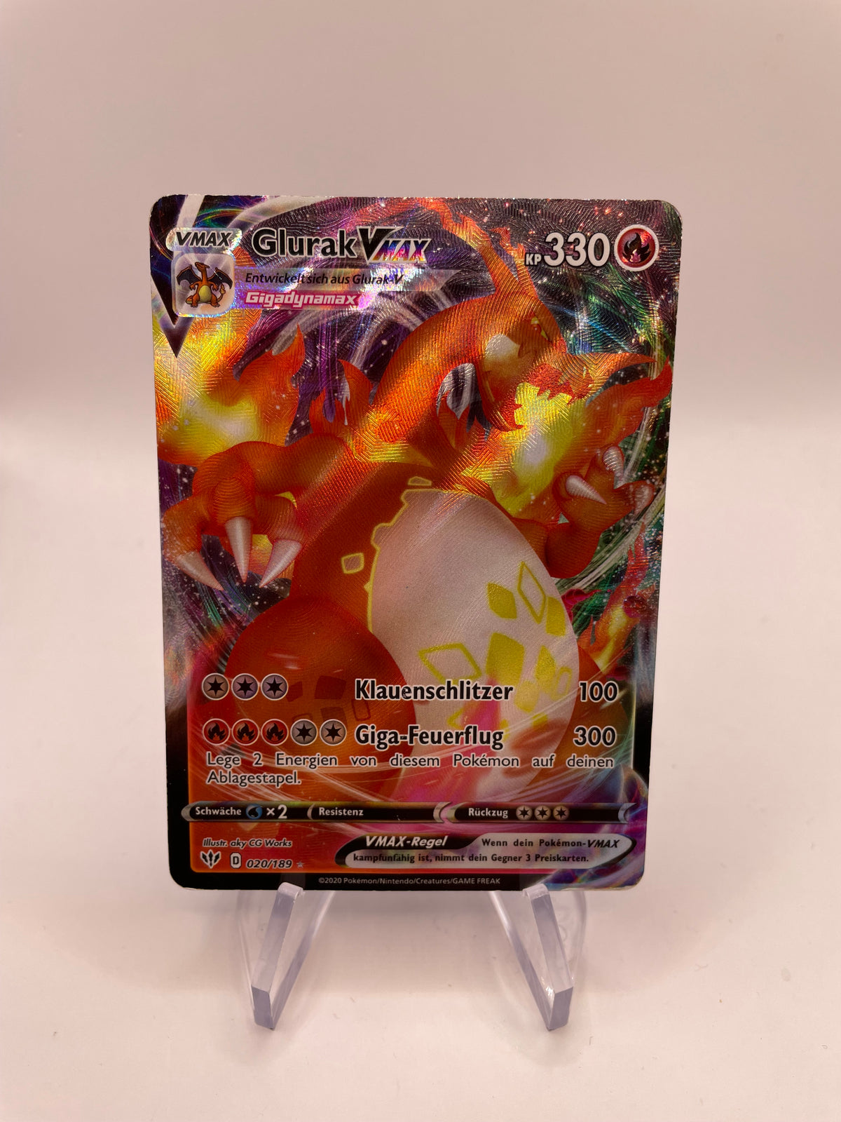 Pokemon Karte Vmax Glurak 20/189 Deutsch