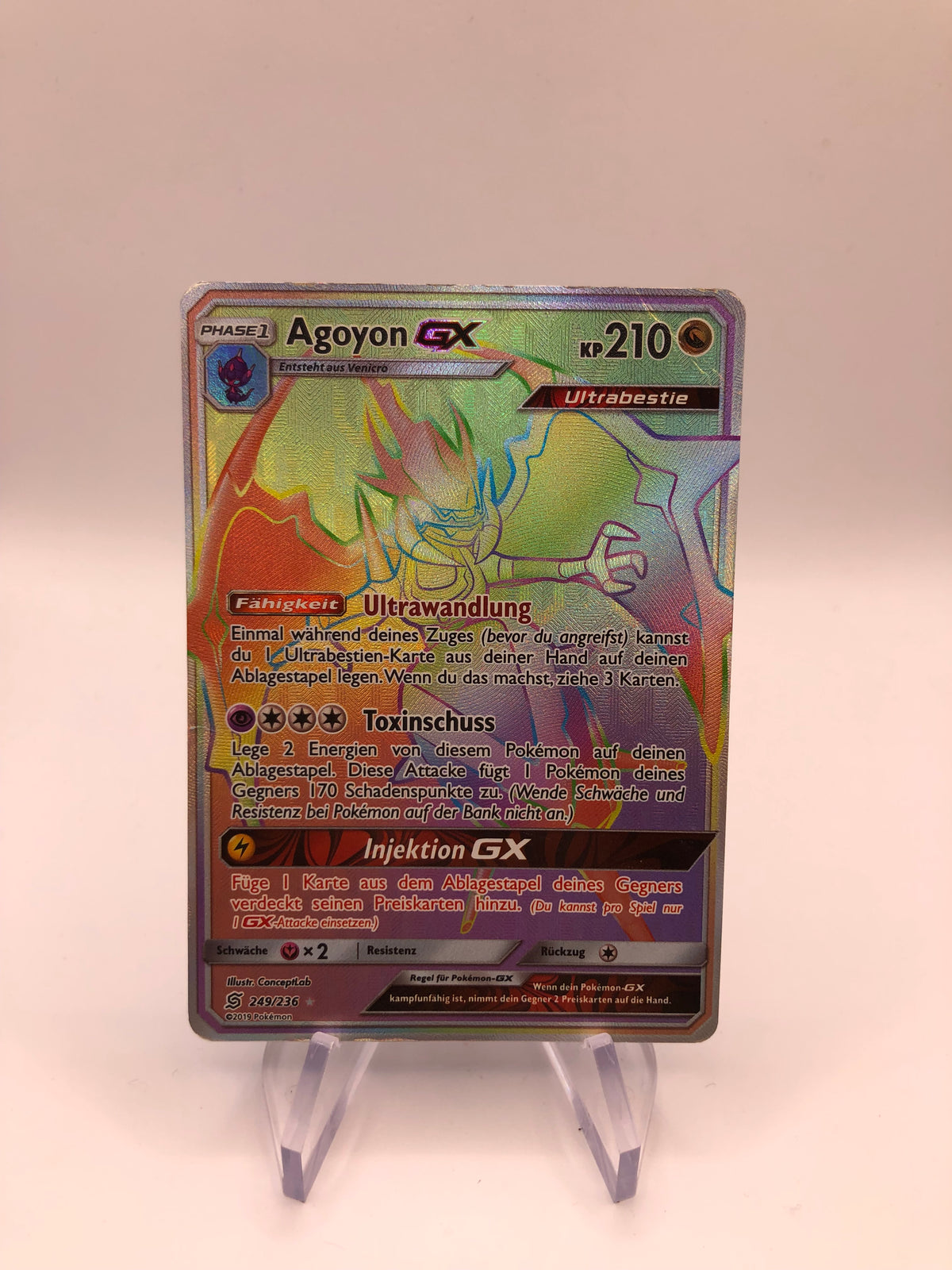 Pokemon Karte GX Rainbow Agoyon 249/236 Deutsch