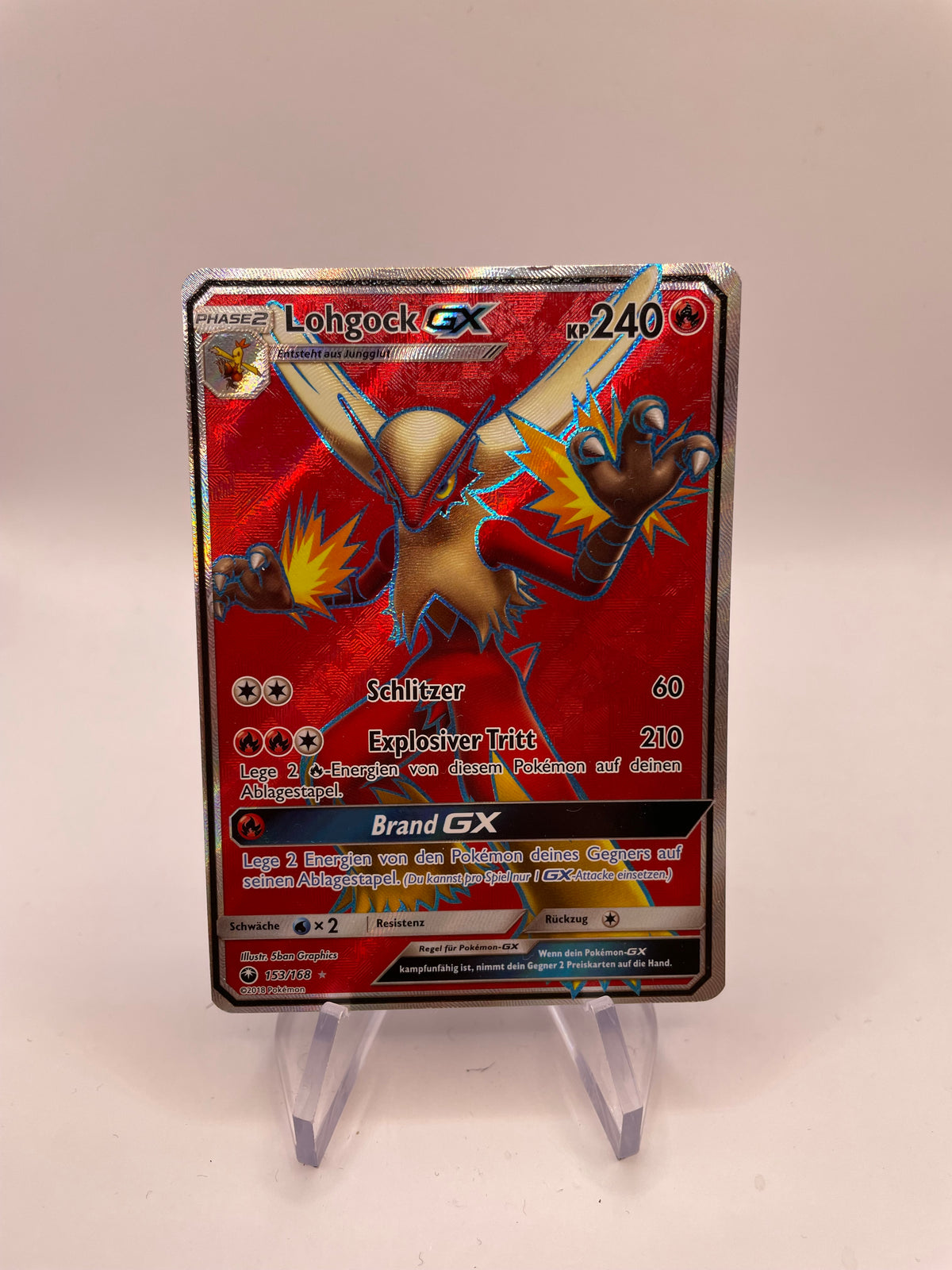 Pokemon Karte GX Lohgick 153/168 Deutsch