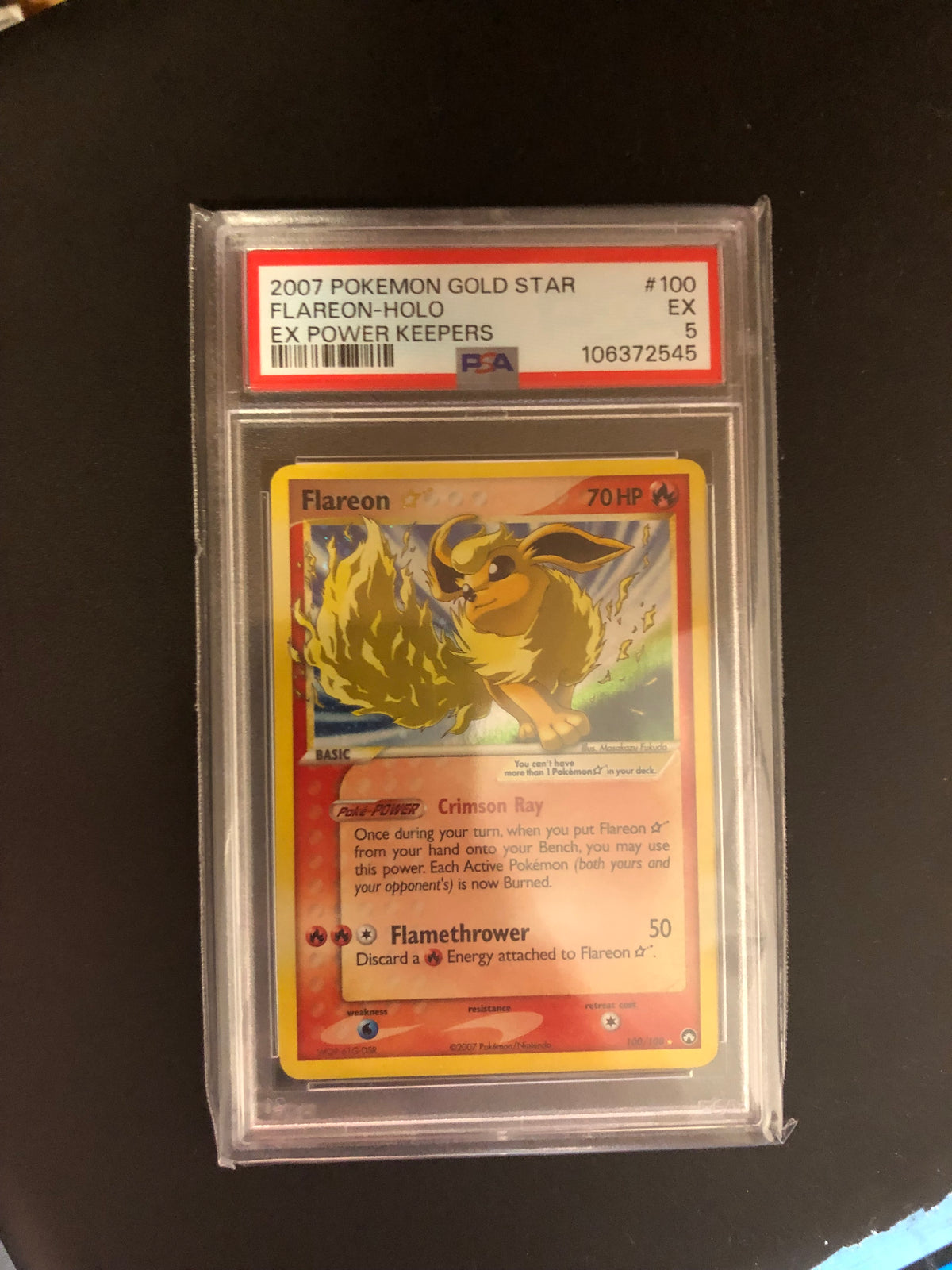 Pokemon Karte Goldstar Holo PSA 5 Flamara 100/108 Englisch